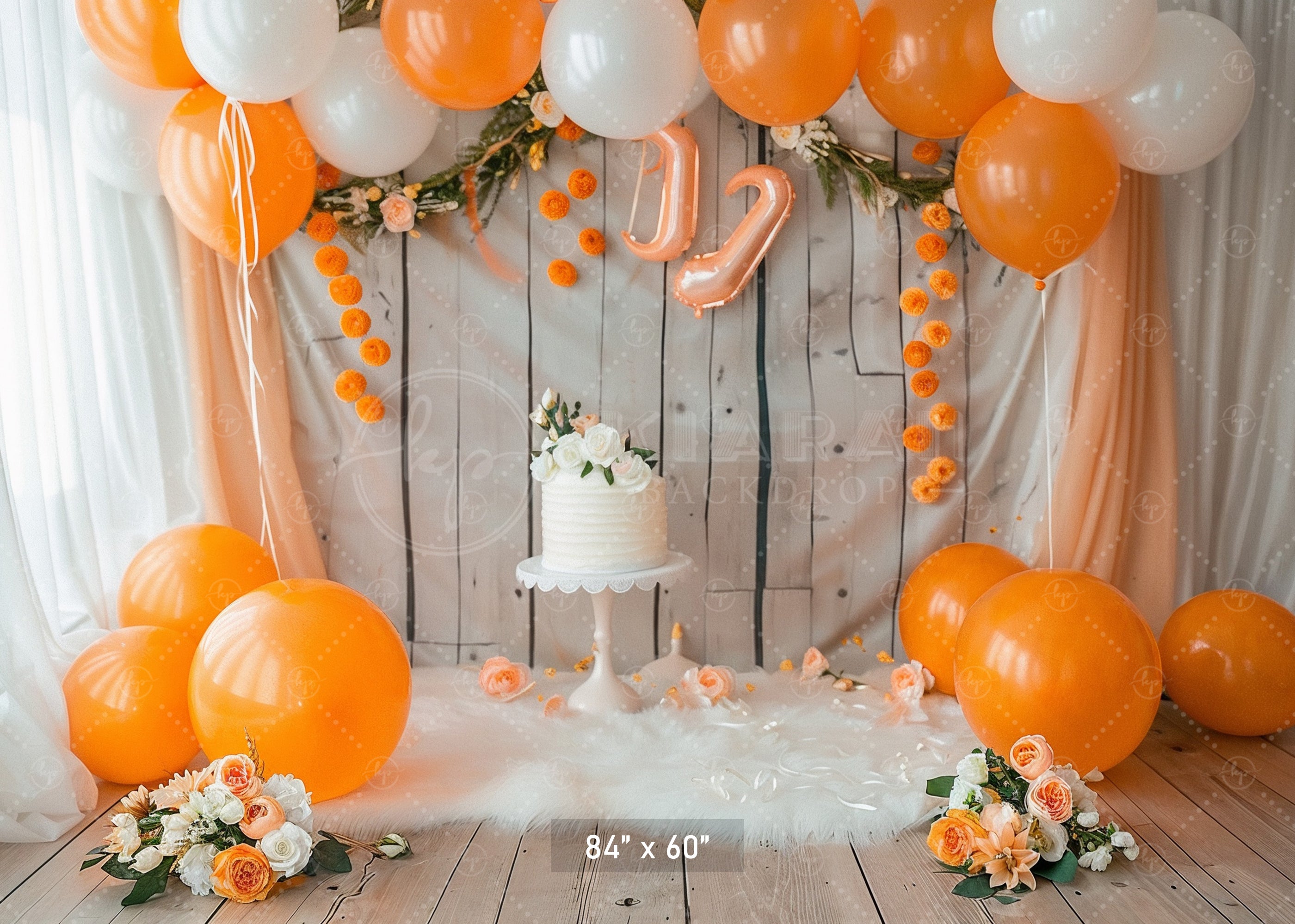 Orange & White Balloon Garland Backdrop