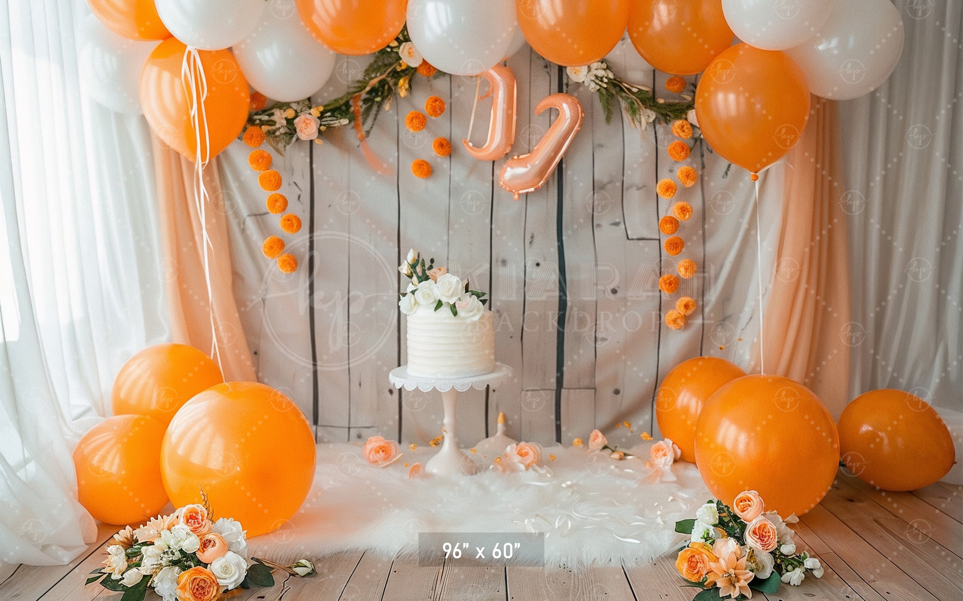 Orange & White Balloon Garland Backdrop