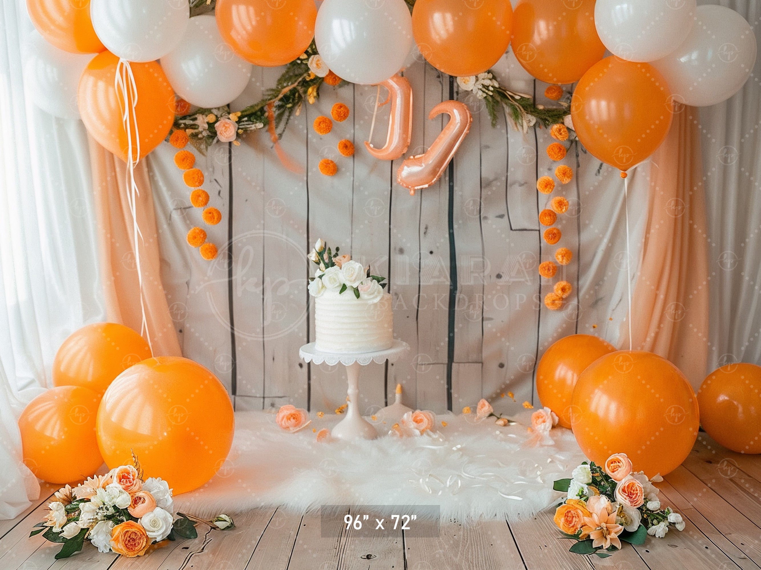 Orange & White Balloon Garland Backdrop