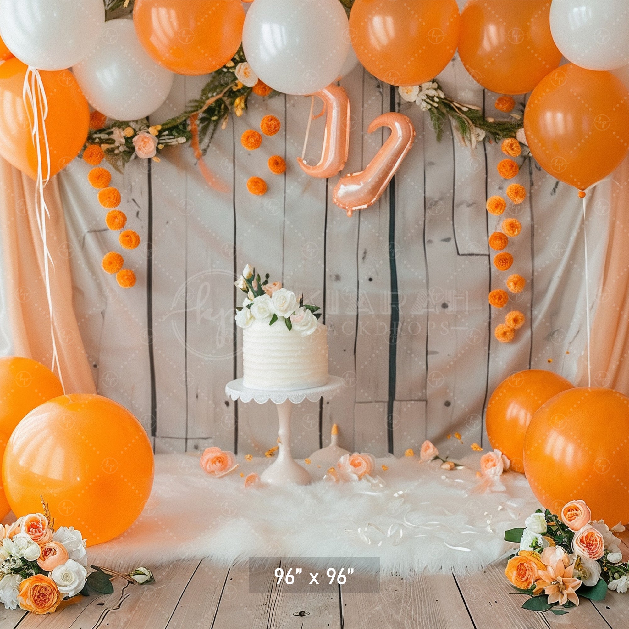 Orange & White Balloon Garland Backdrop