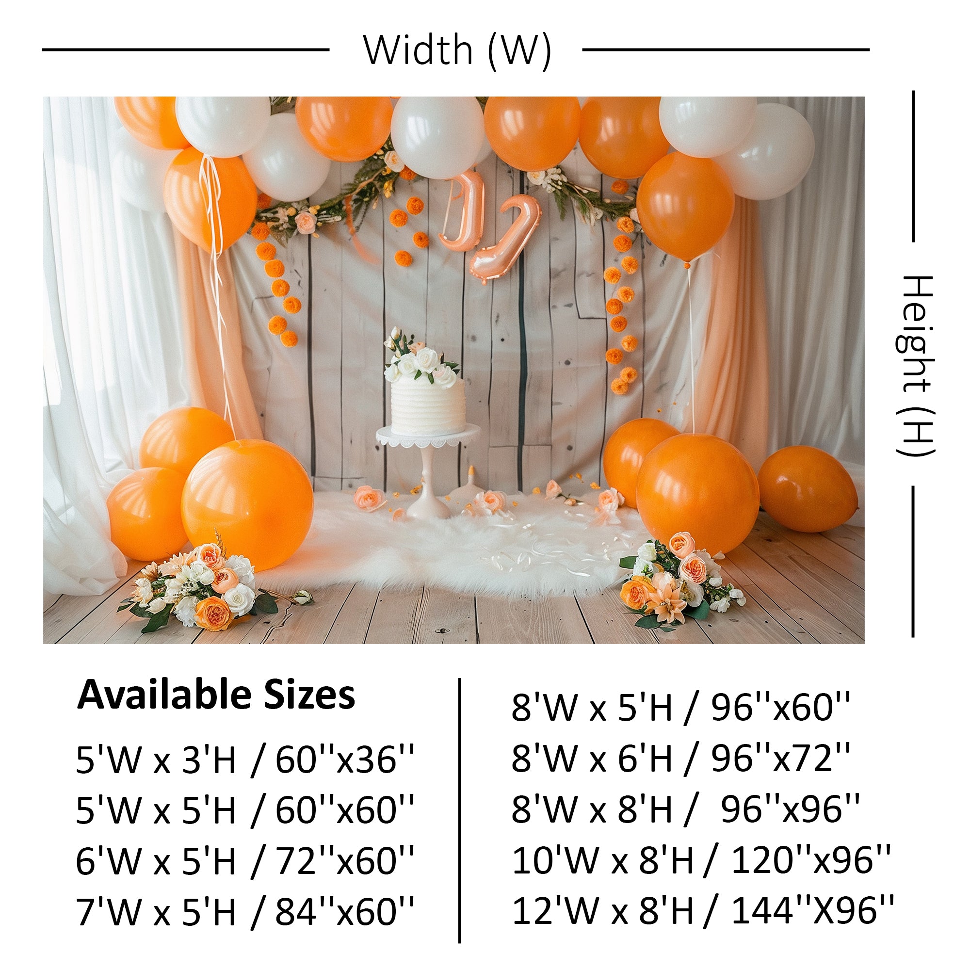 Orange & White Balloon Garland Backdrop