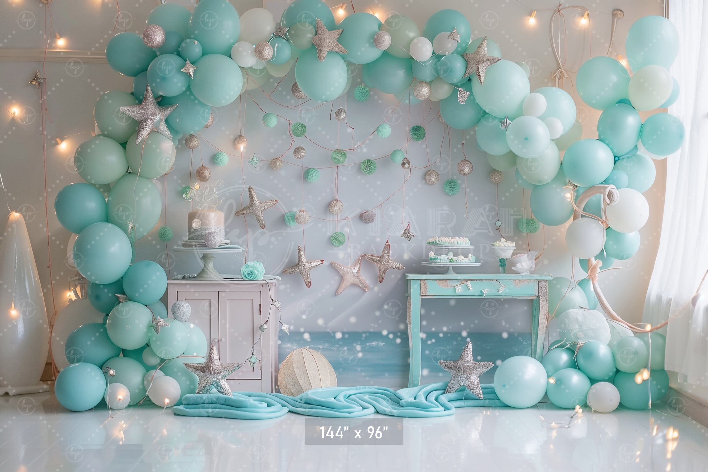Ocean Dream Starfish Birthday Backdrop