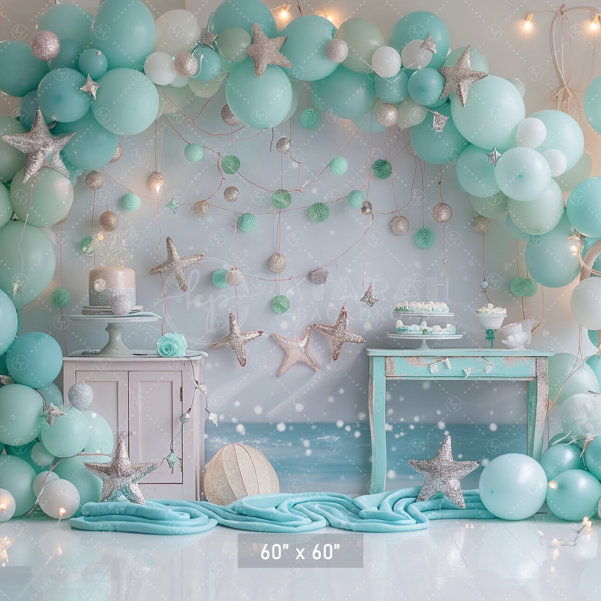 Ocean Dream Starfish Birthday Backdrop