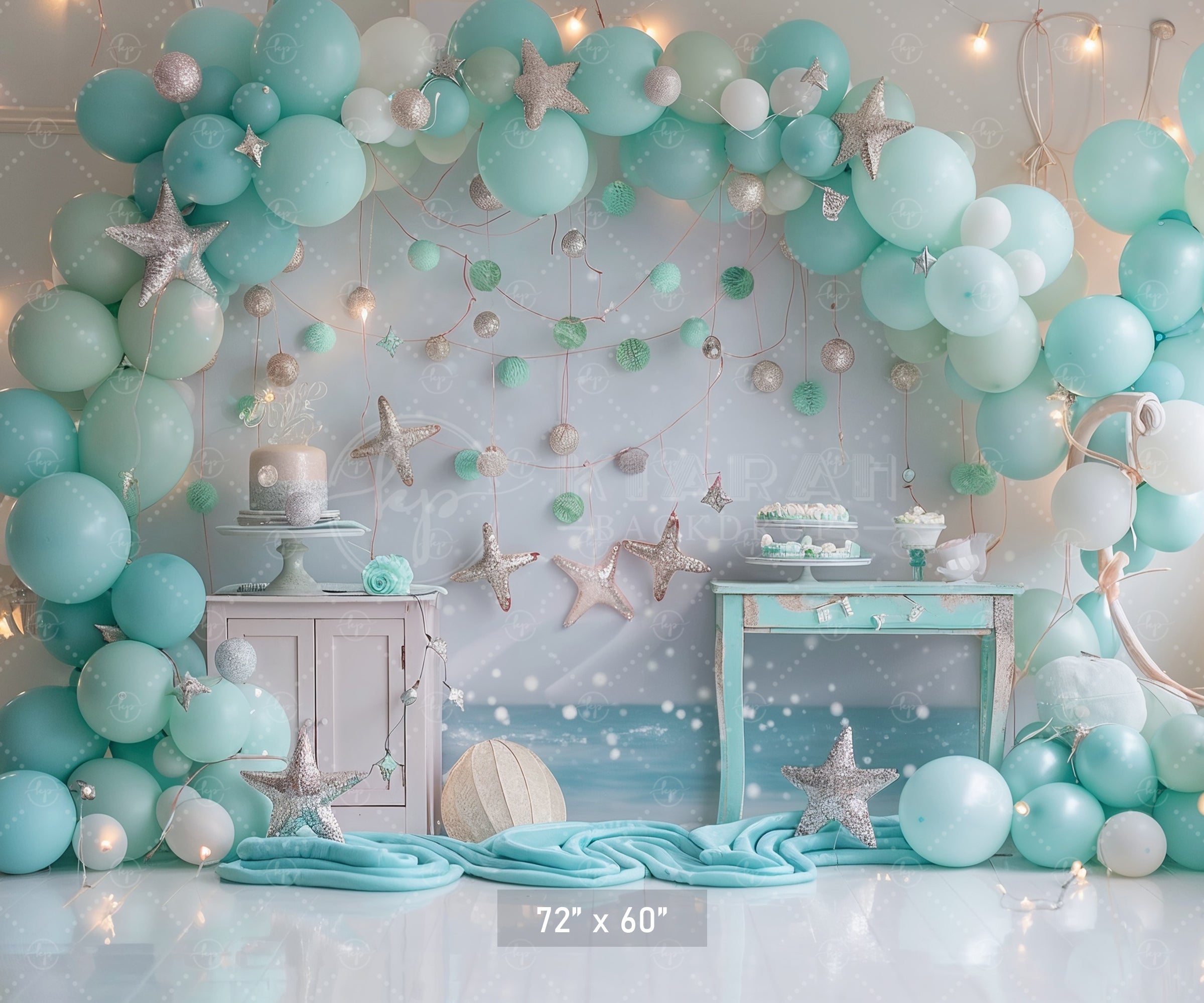 Ocean Dream Starfish Birthday Backdrop