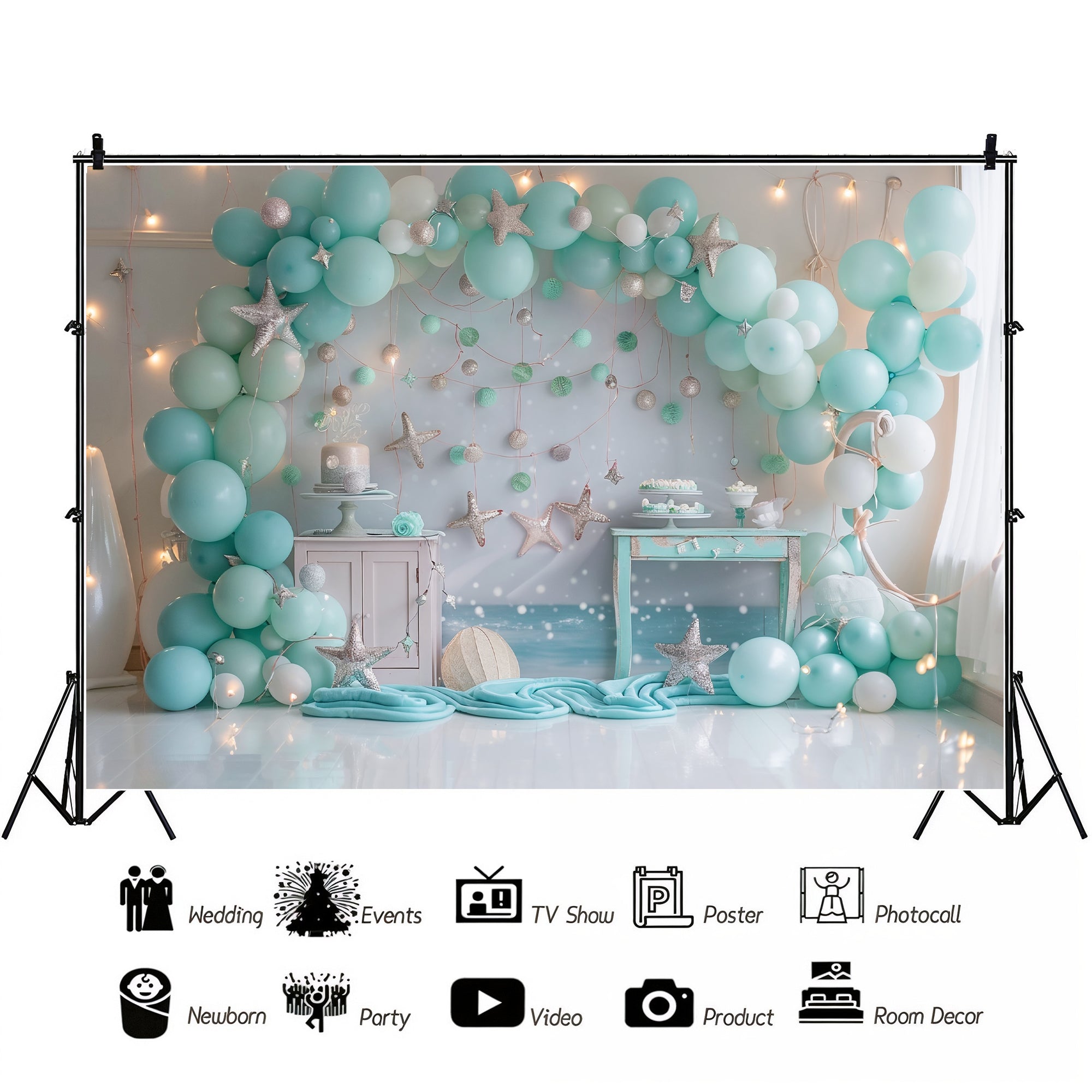 Ocean Dream Starfish Birthday Backdrop