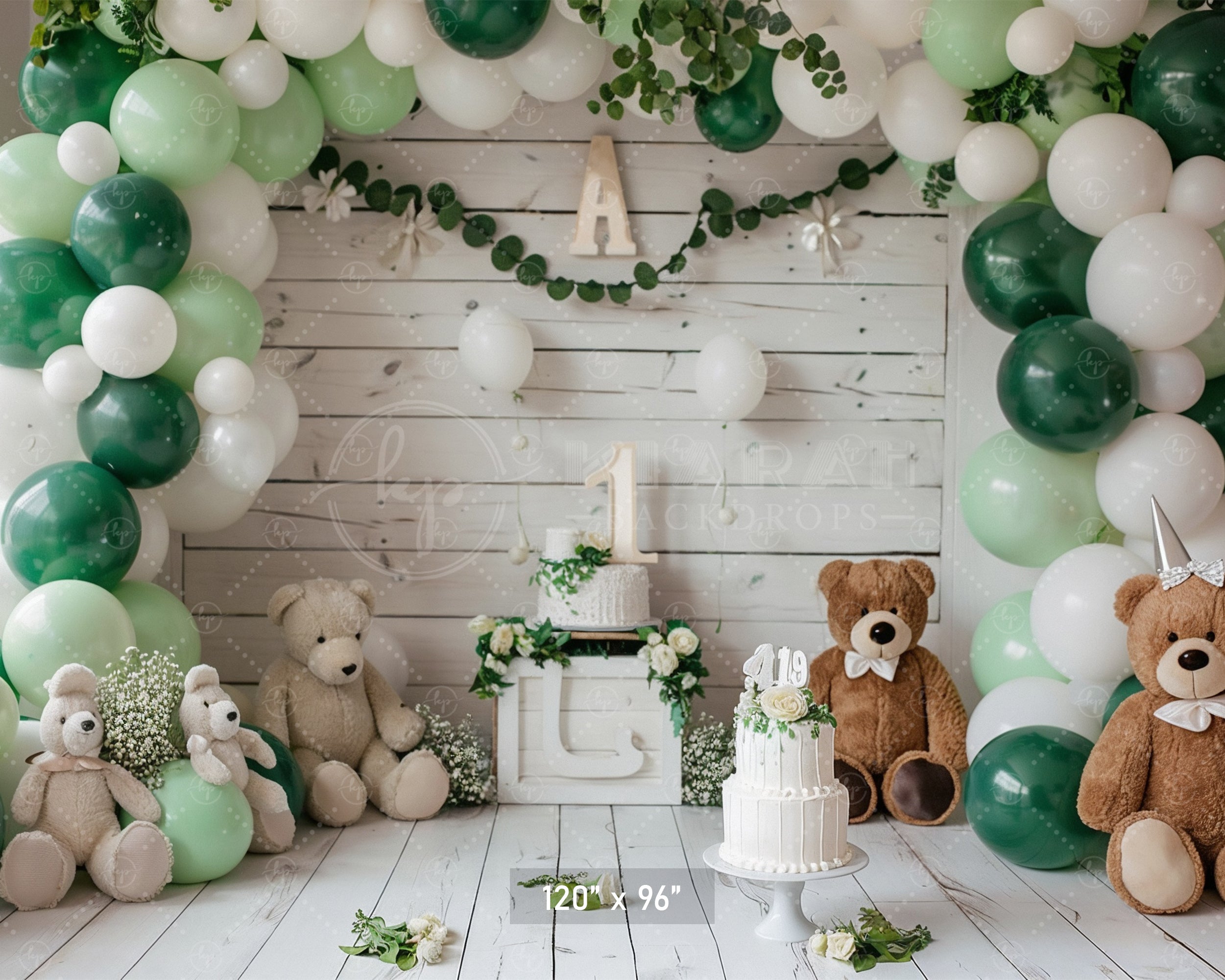 Woodland Teddy Bear Birthday Backdrop