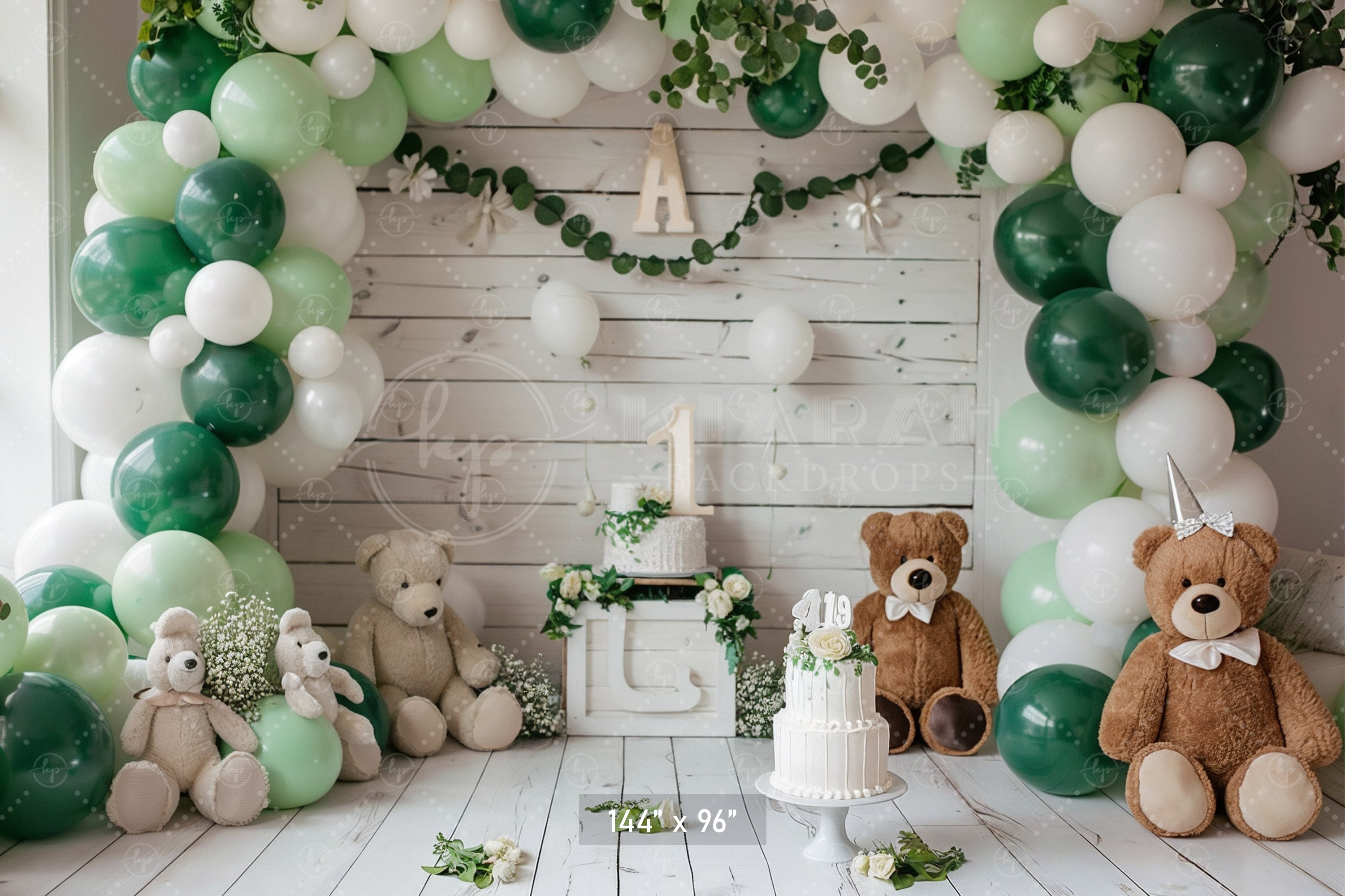 Woodland Teddy Bear Birthday Backdrop