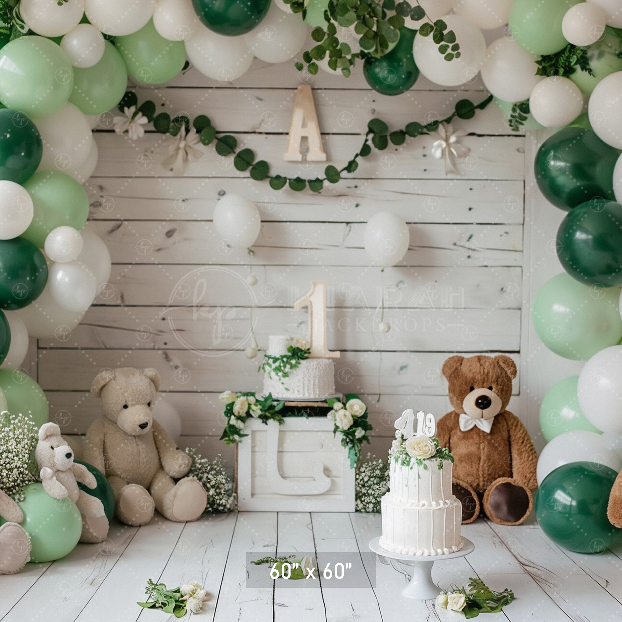 Woodland Teddy Bear Birthday Backdrop