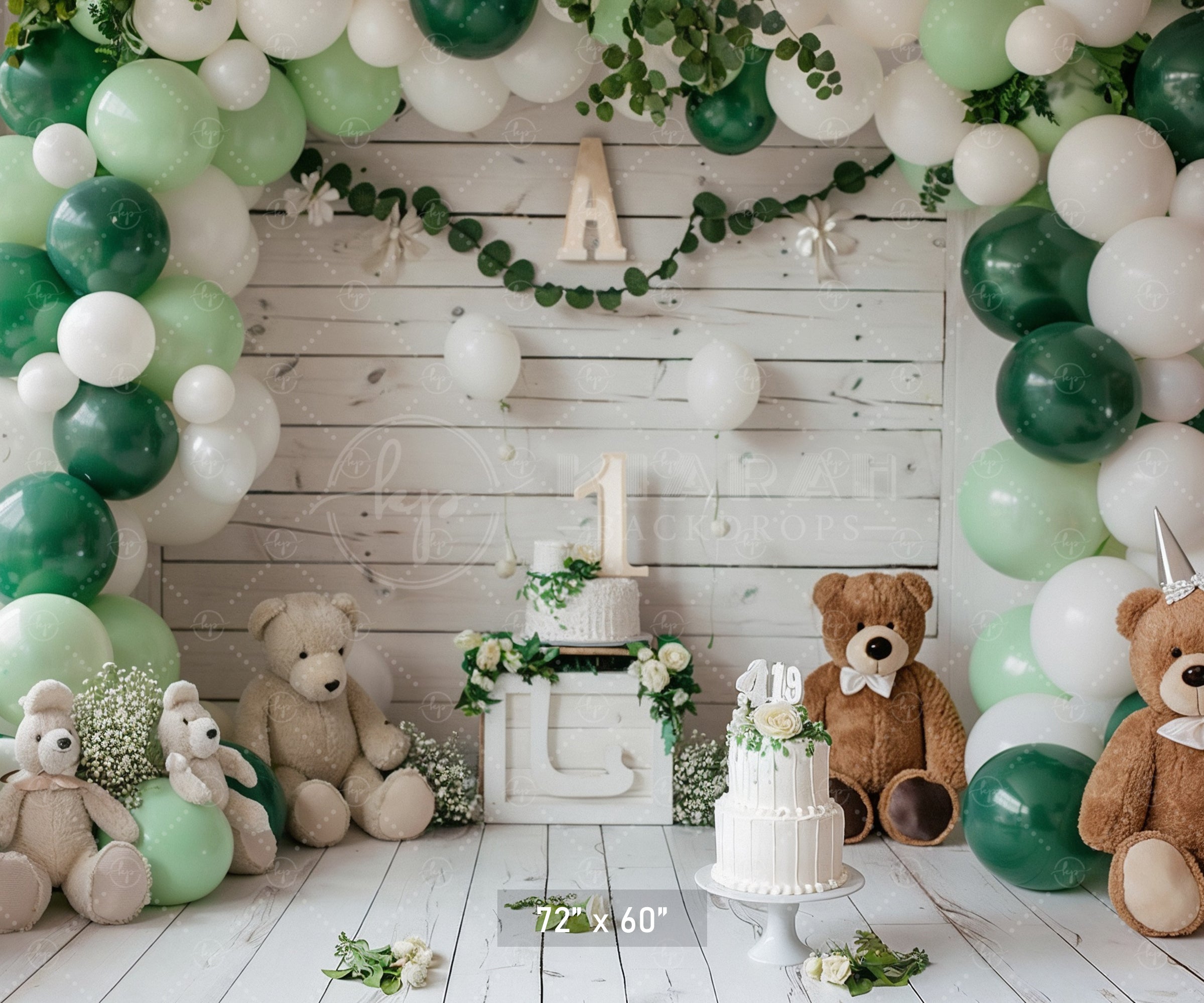 Woodland Teddy Bear Birthday Backdrop