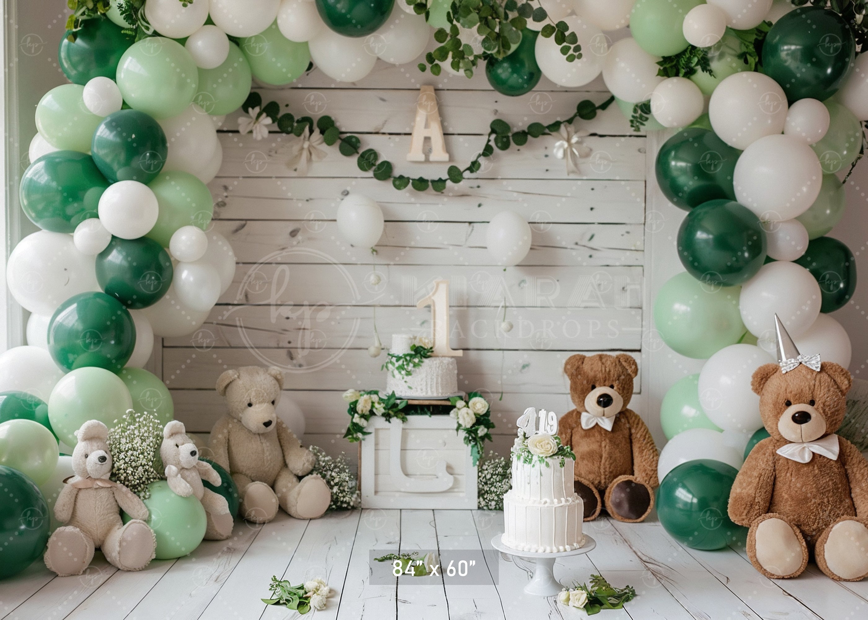 Woodland Teddy Bear Birthday Backdrop