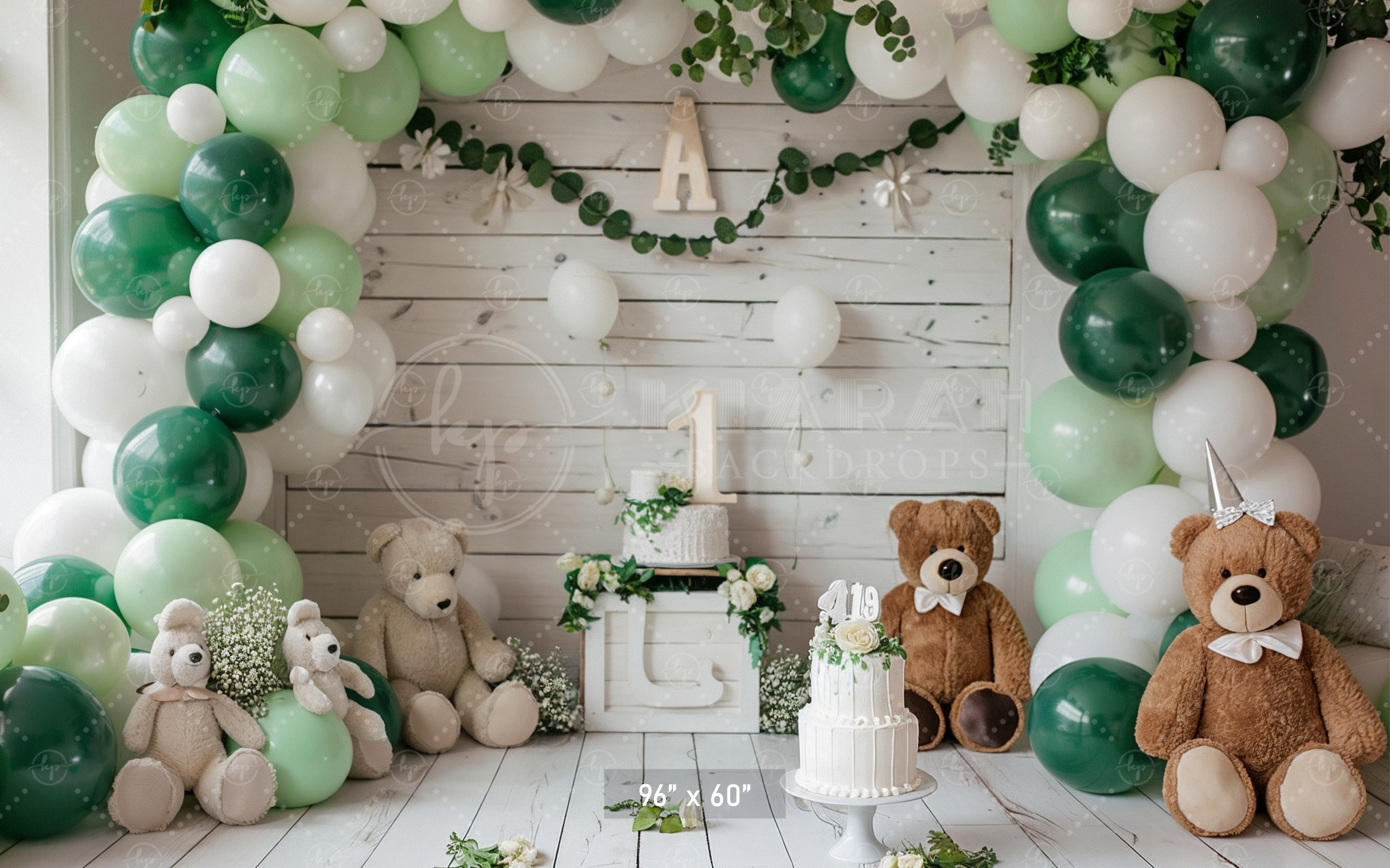 Woodland Teddy Bear Birthday Backdrop