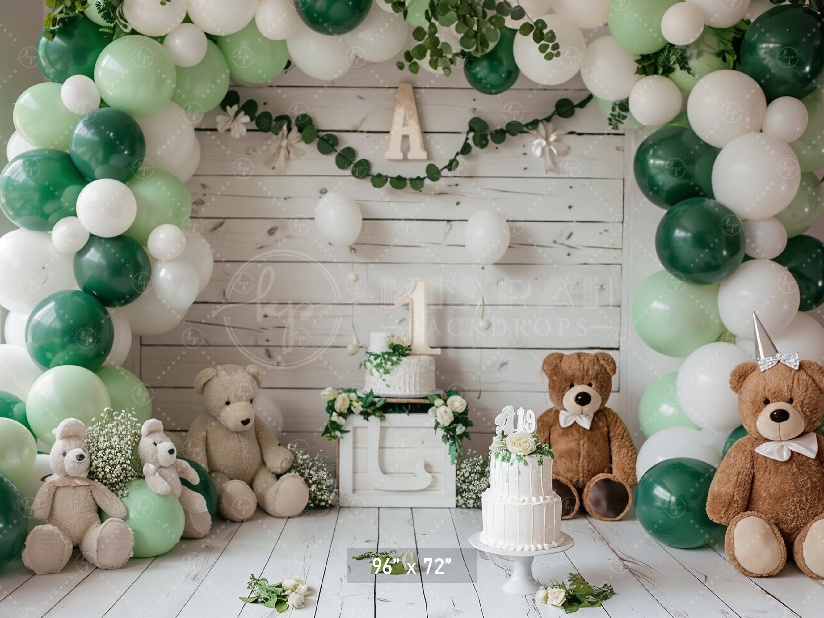 Woodland Teddy Bear Birthday Backdrop