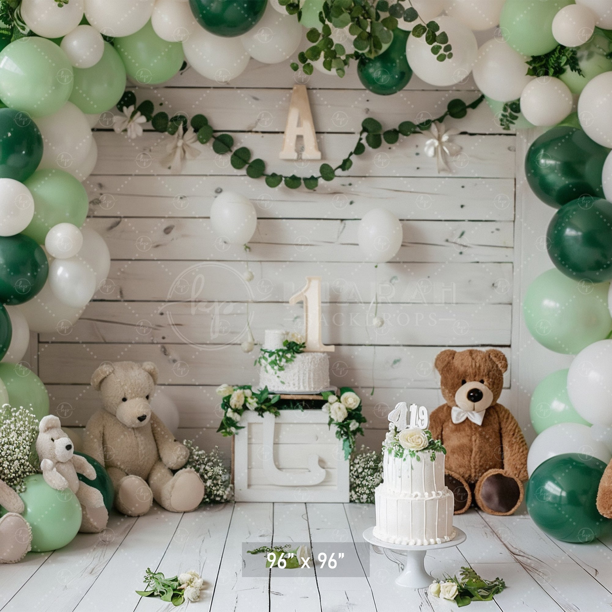 Woodland Teddy Bear Birthday Backdrop