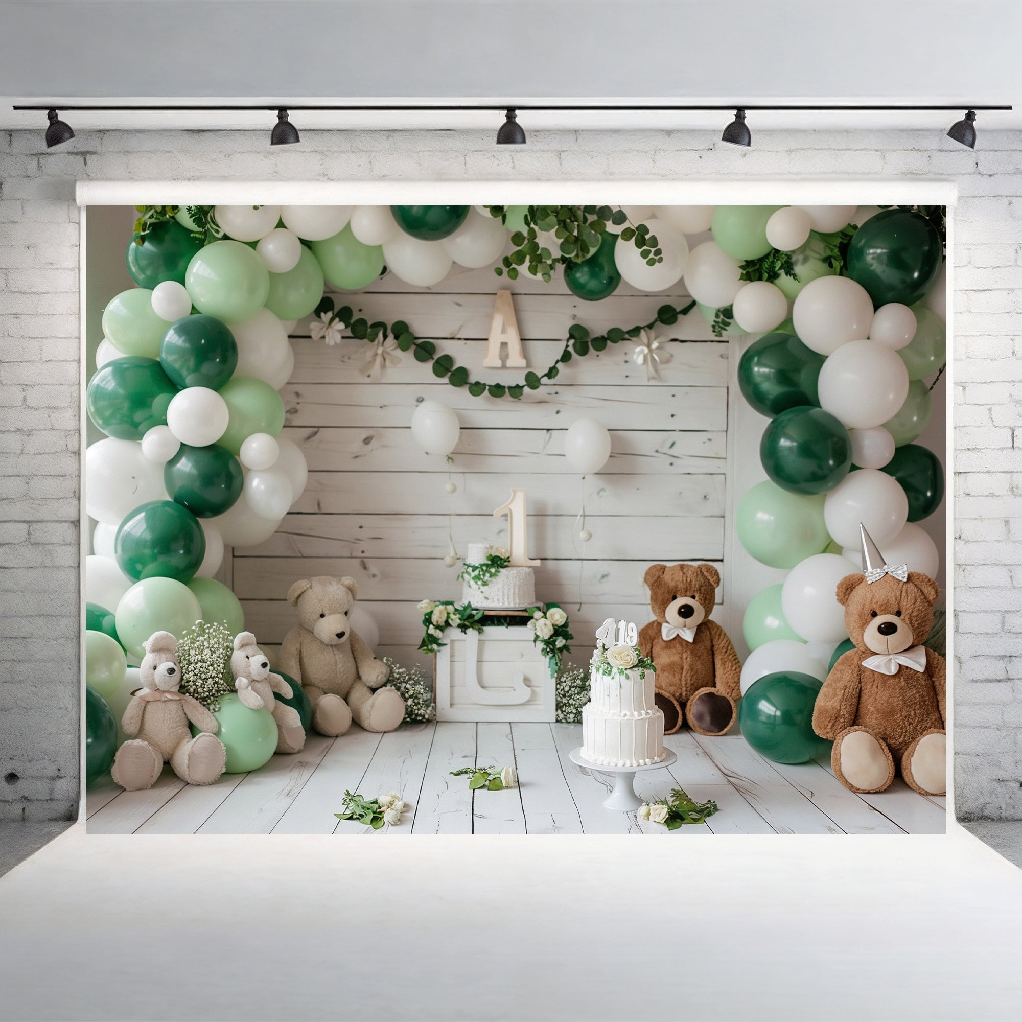 Woodland Teddy Bear Birthday Backdrop