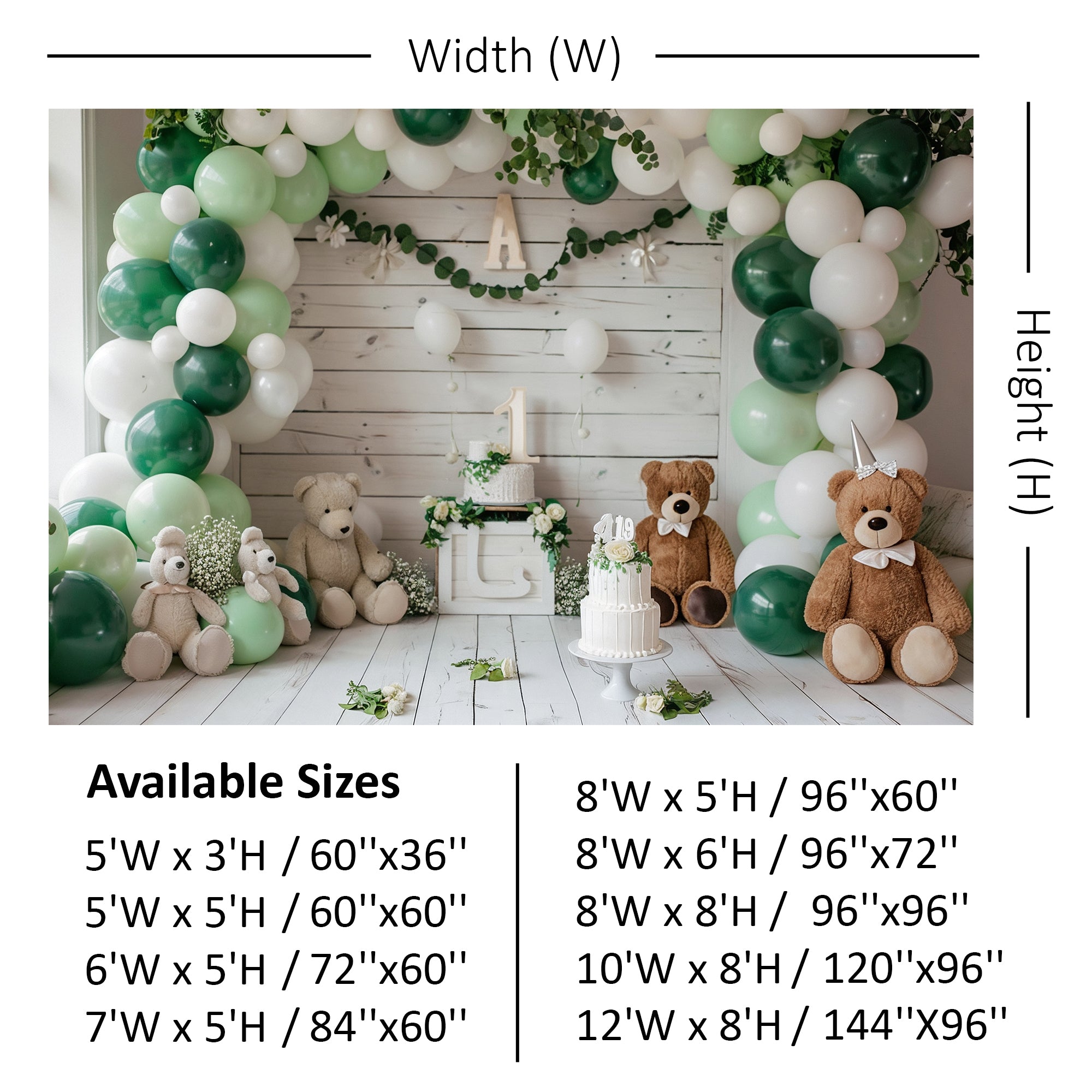 Woodland Teddy Bear Birthday Backdrop