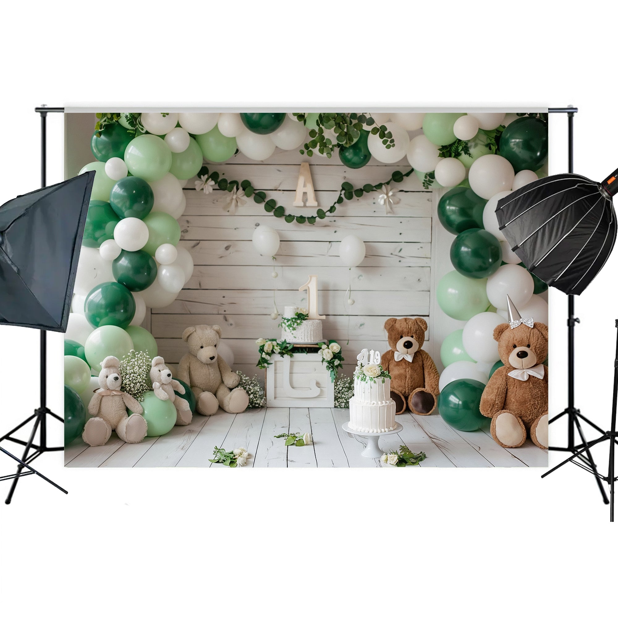 Woodland Teddy Bear Birthday Backdrop