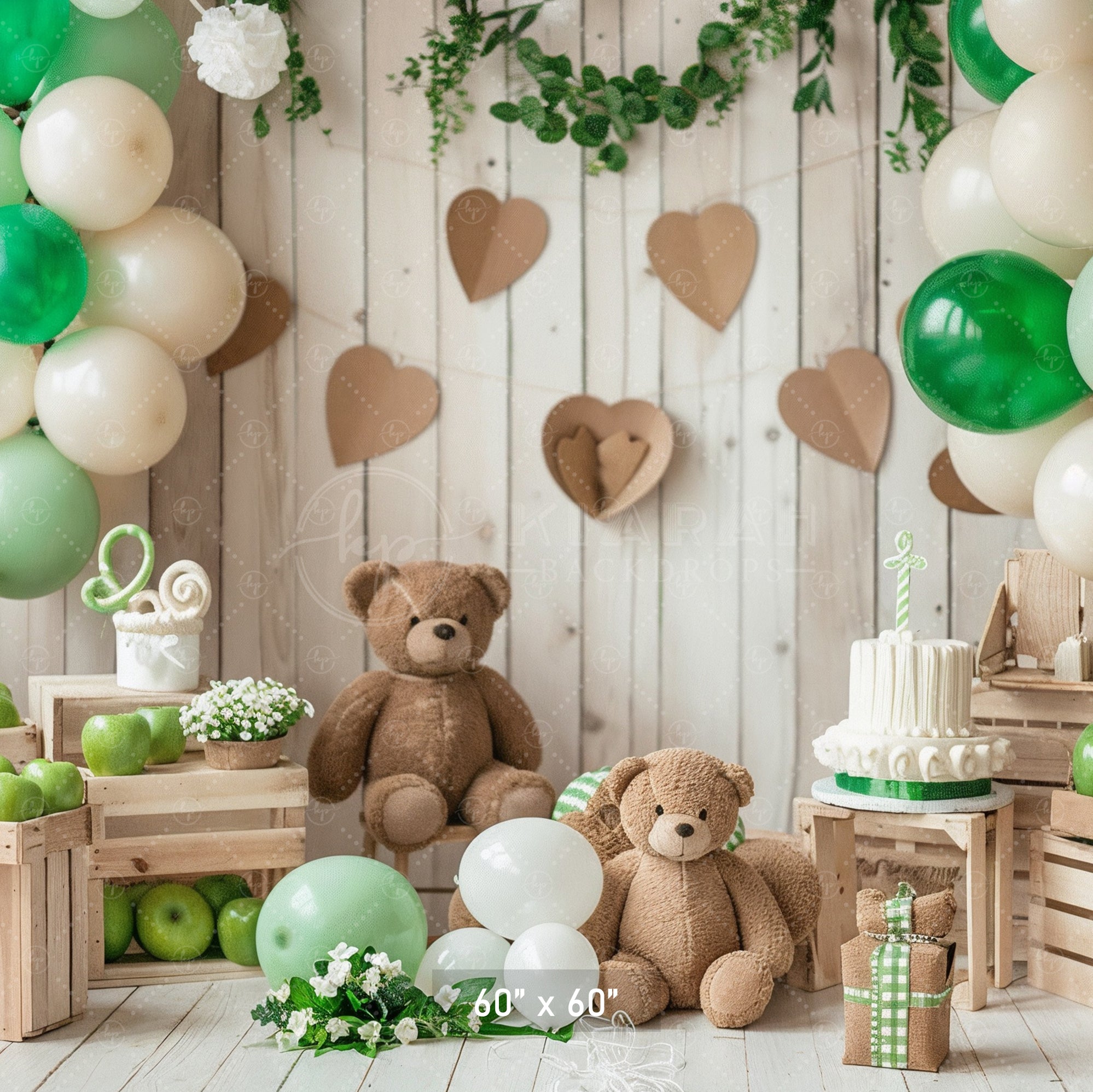 Rustic Woodland Teddy Bear Backdrop