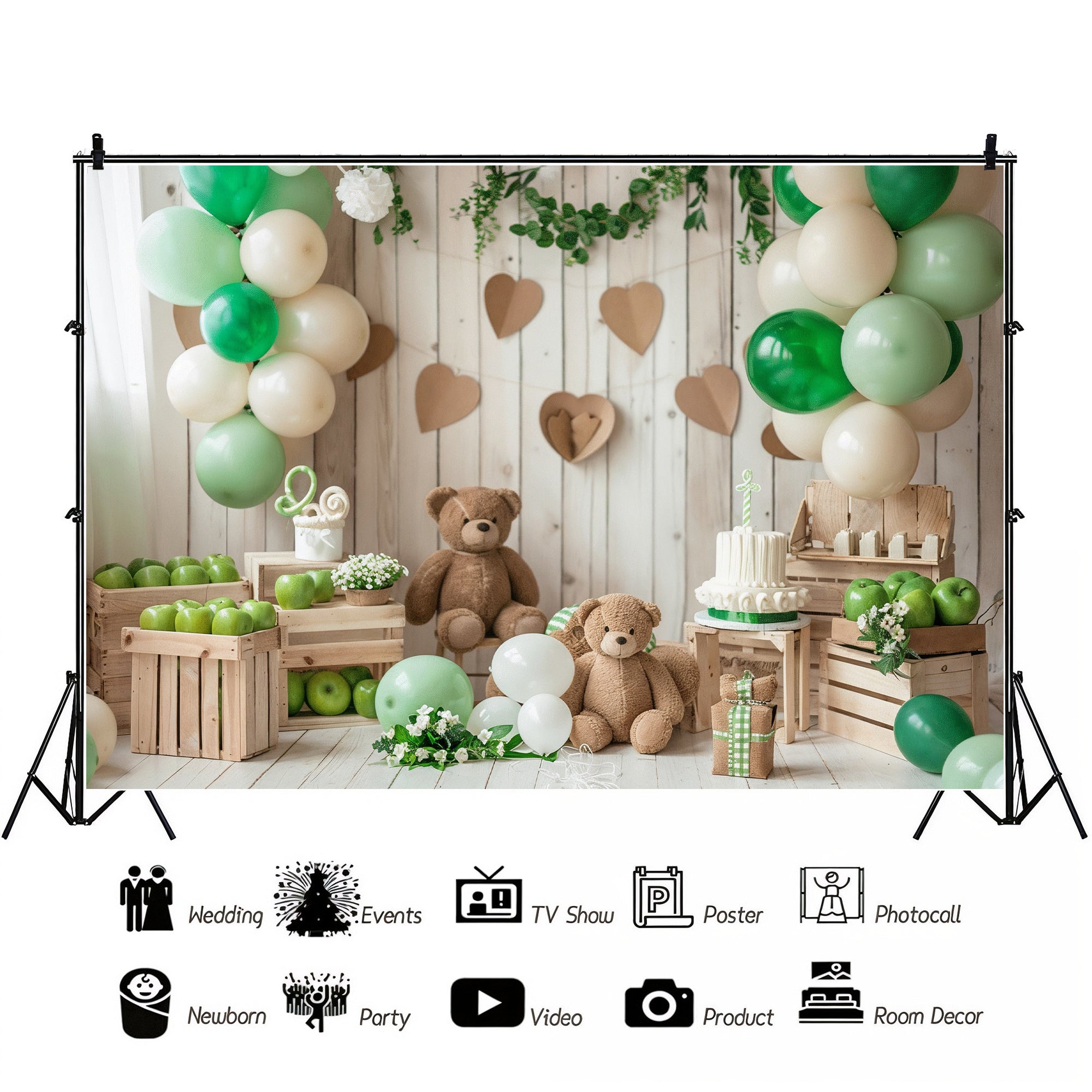 Rustic Woodland Teddy Bear Backdrop