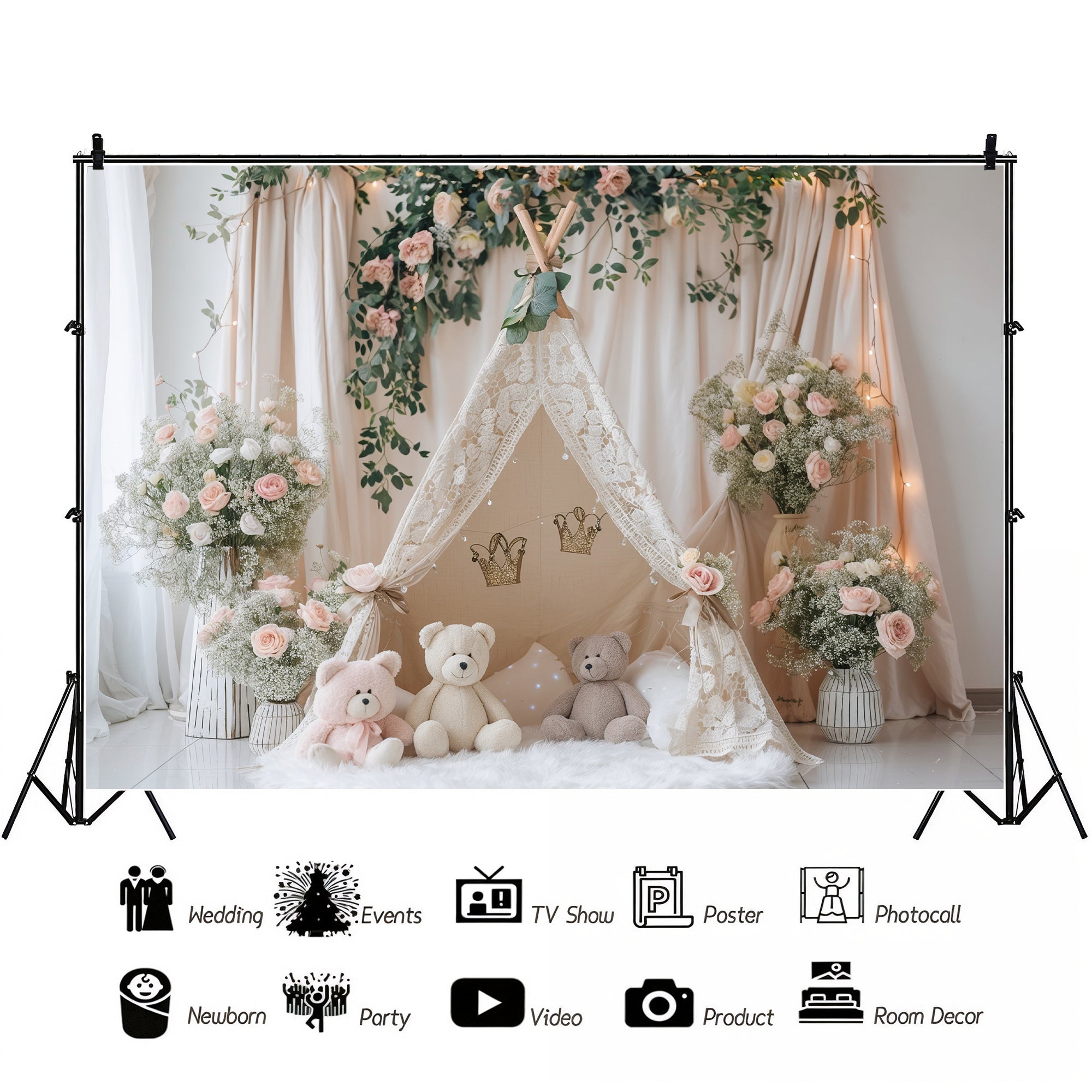 Floral Boho Teepee Backdrop