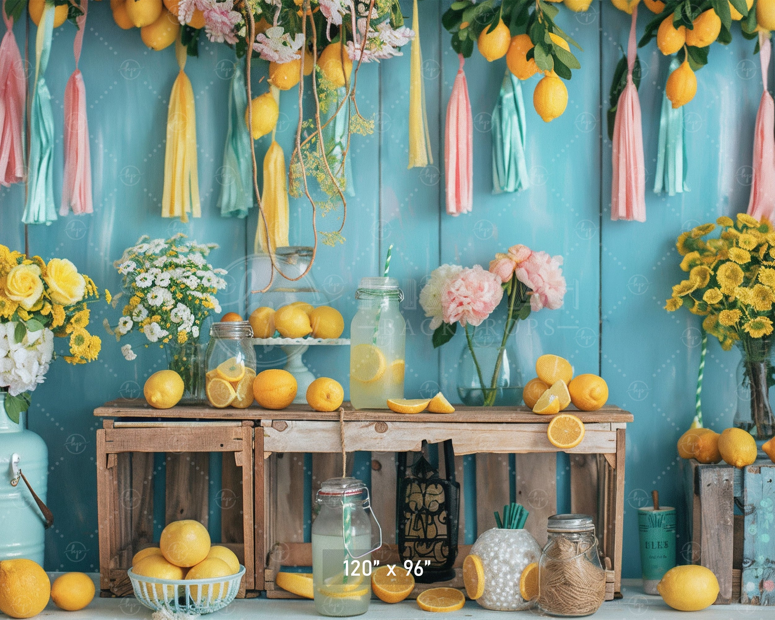 Vibrant Lemonade Stand Backdrop