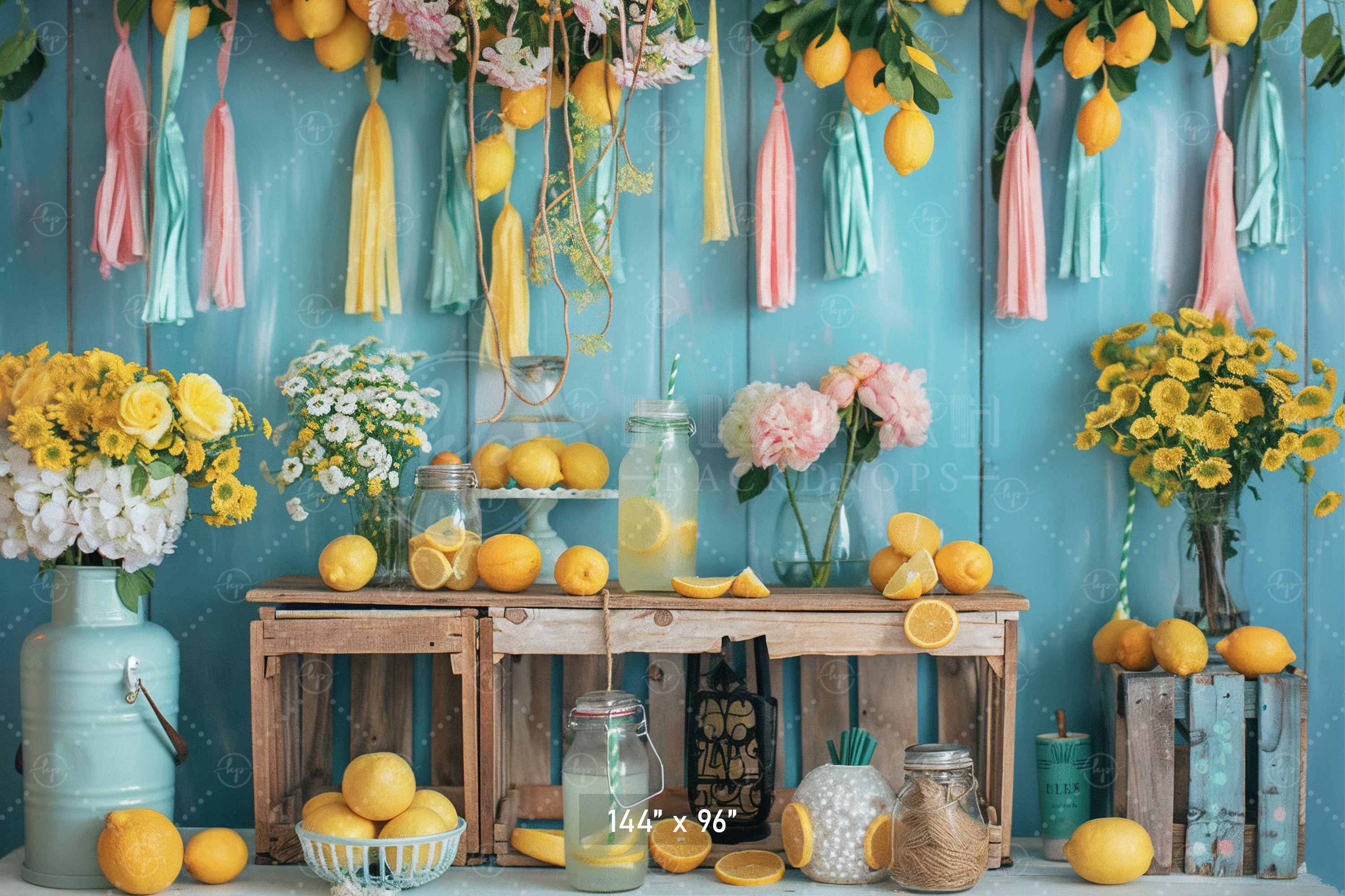 Vibrant Lemonade Stand Backdrop