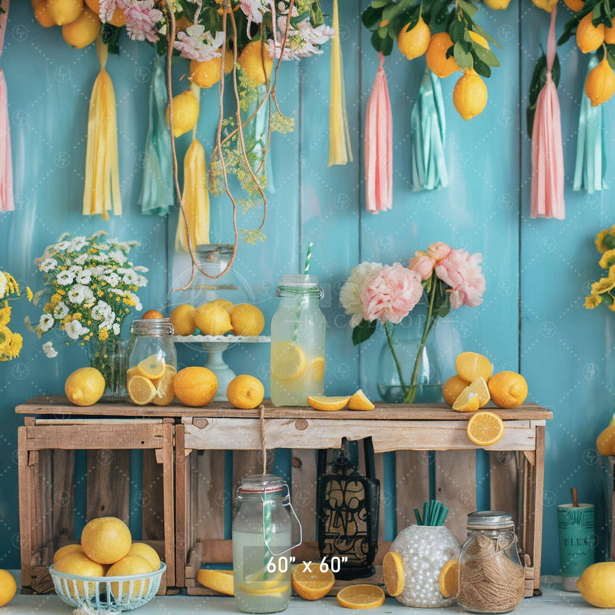 Vibrant Lemonade Stand Backdrop