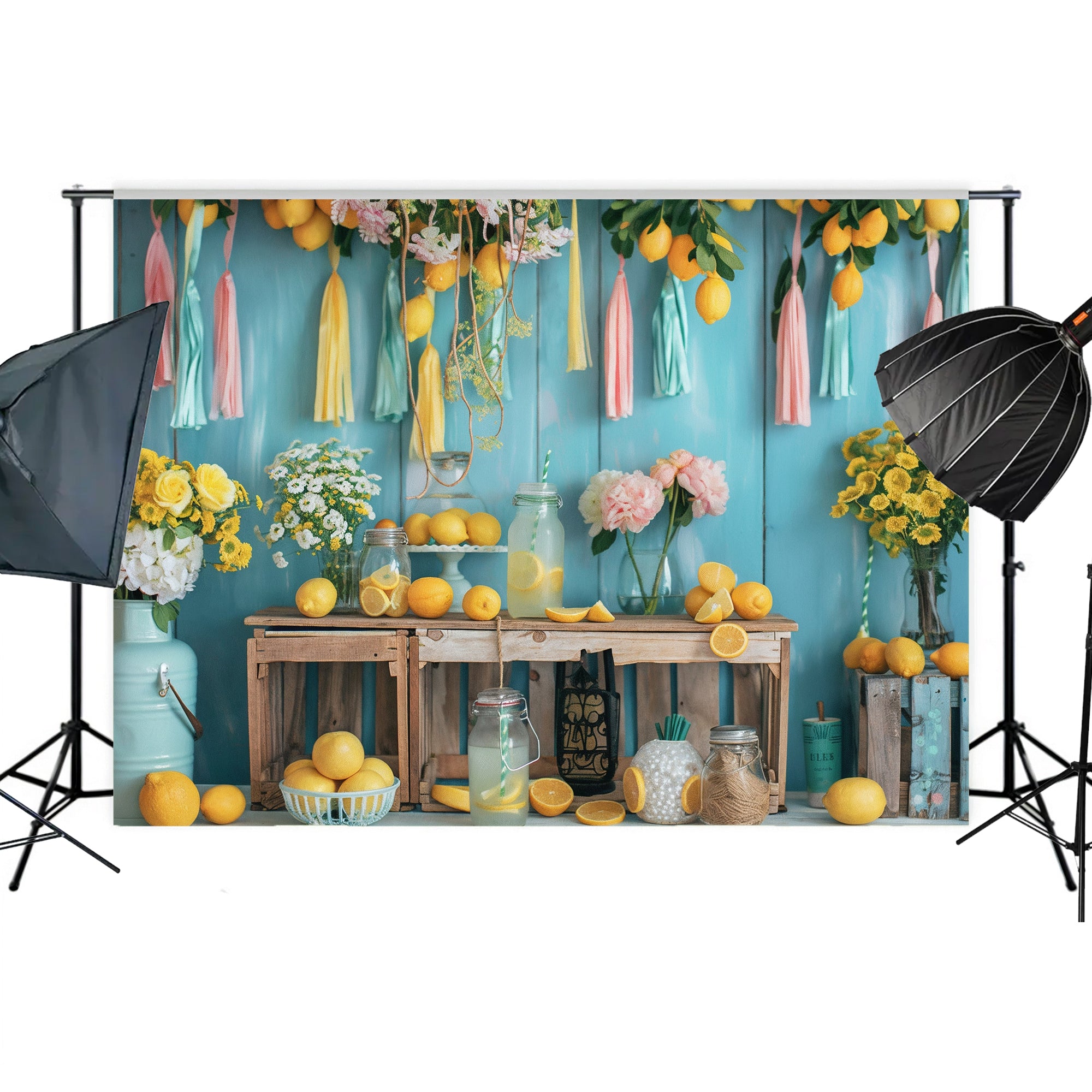 Vibrant Lemonade Stand Backdrop