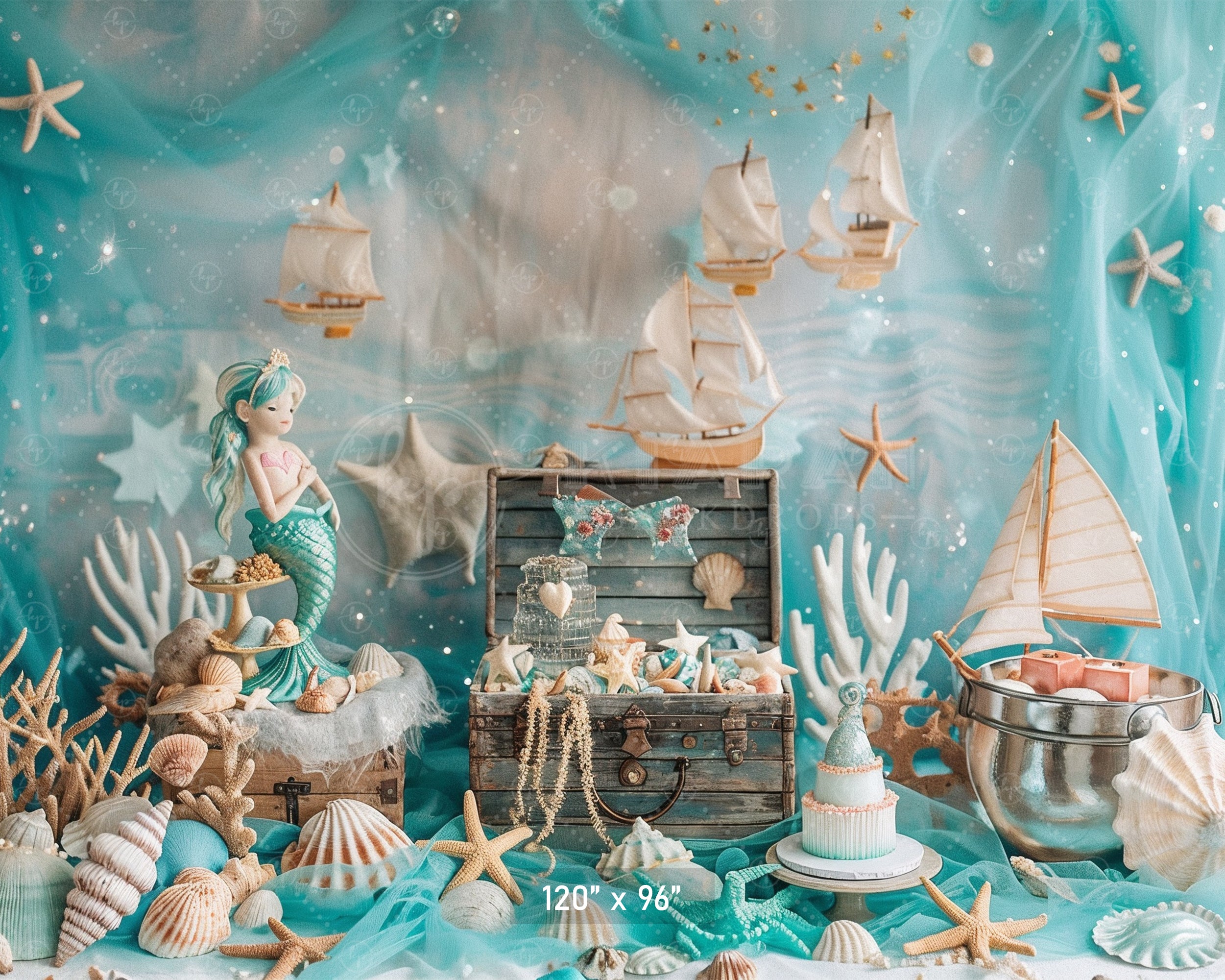 Under the Sea Mermaid Adventure Backdrop