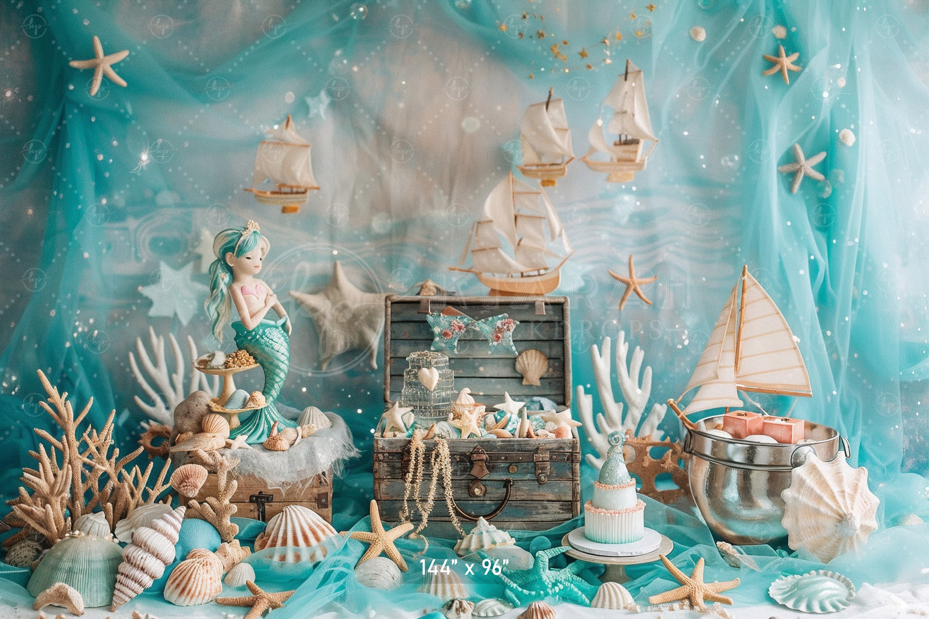 Under the Sea Mermaid Adventure Backdrop