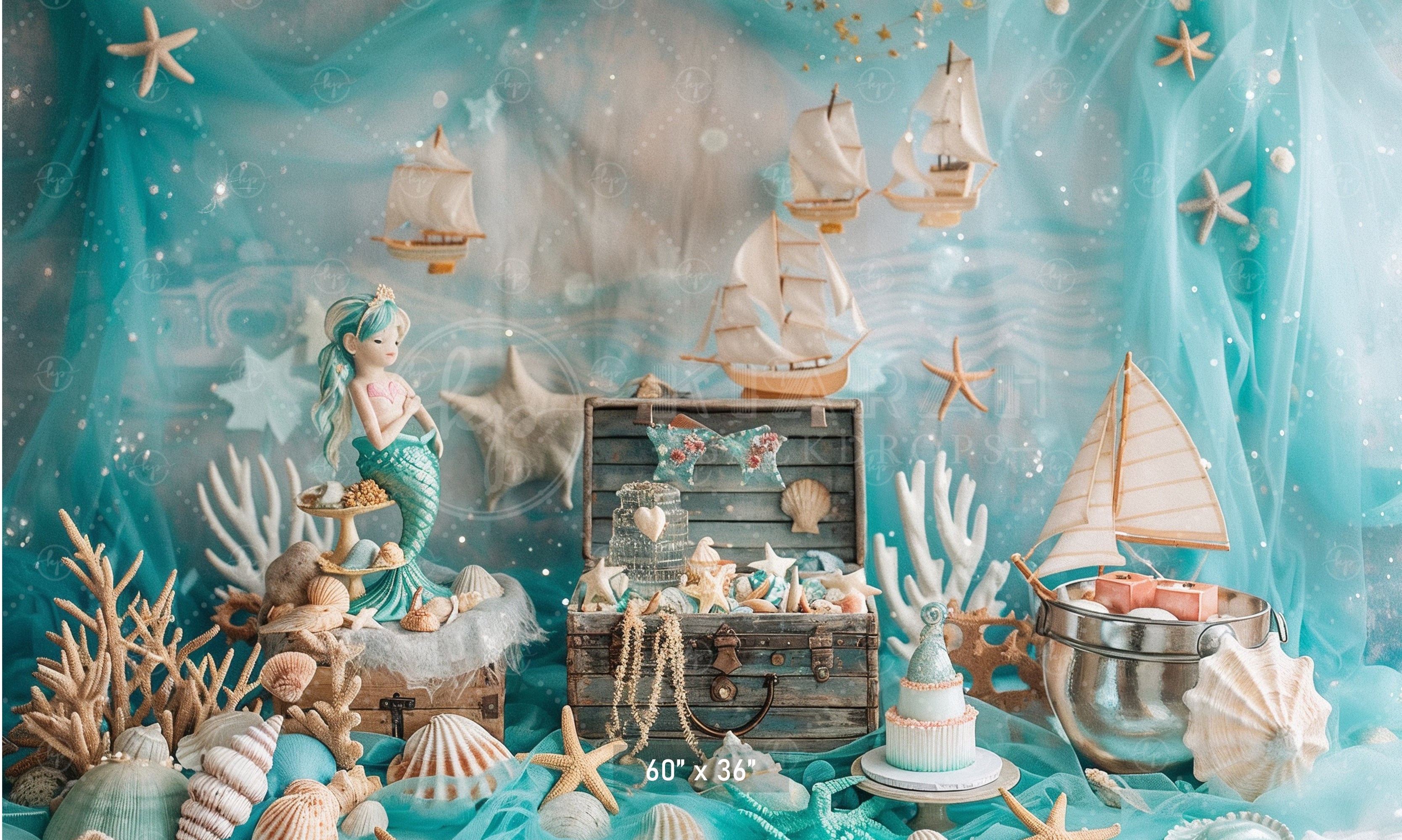 Under the Sea Mermaid Adventure Backdrop