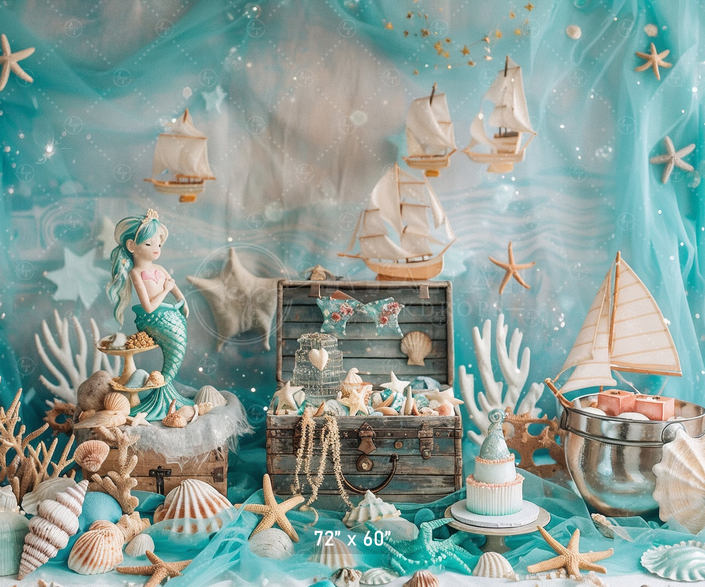 Under the Sea Mermaid Adventure Backdrop