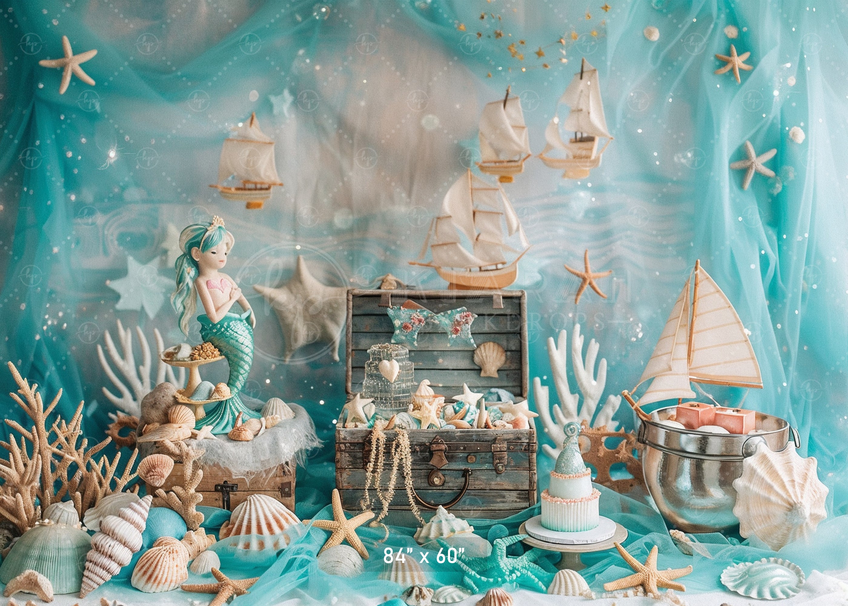 Under the Sea Mermaid Adventure Backdrop
