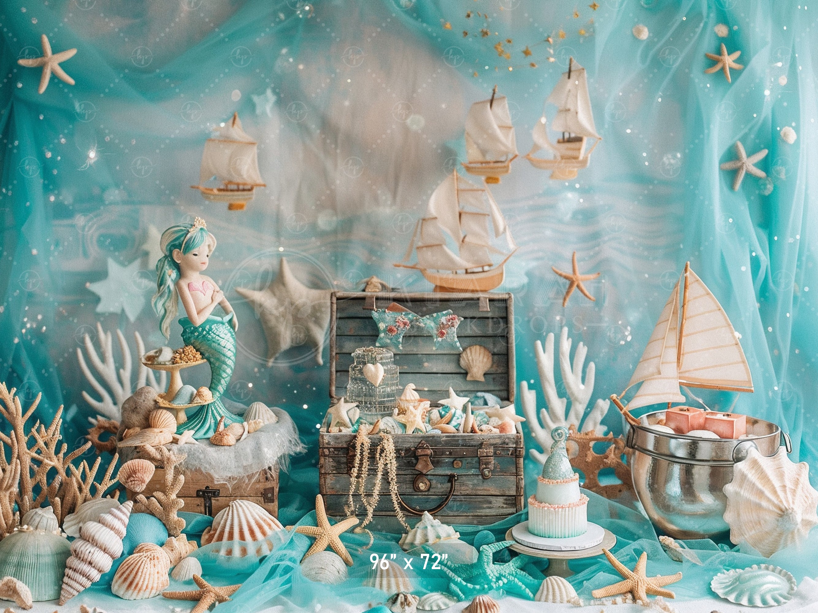 Under the Sea Mermaid Adventure Backdrop