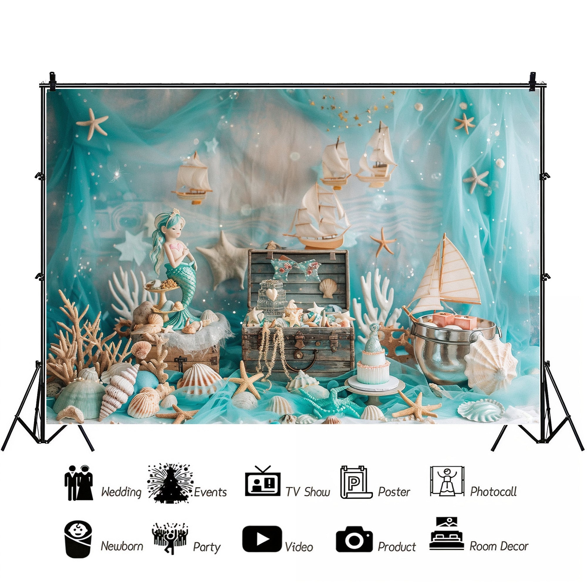 Under the Sea Mermaid Adventure Backdrop