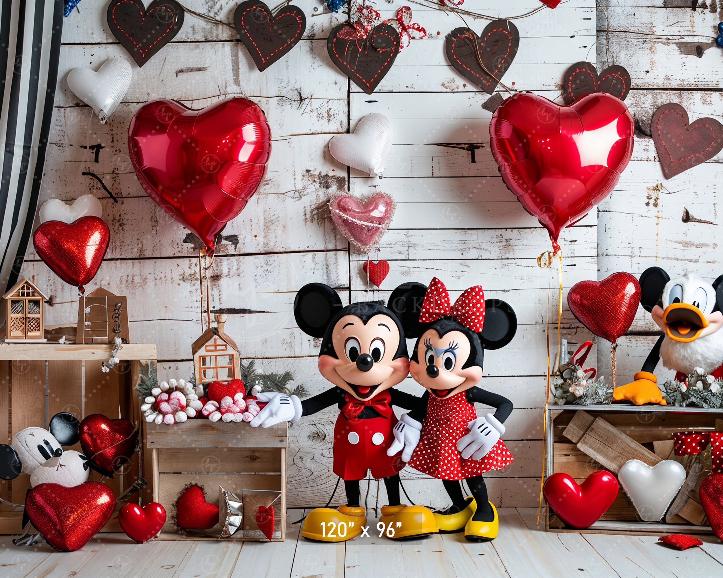 Valentine's Day Mouse Couple Backdrop