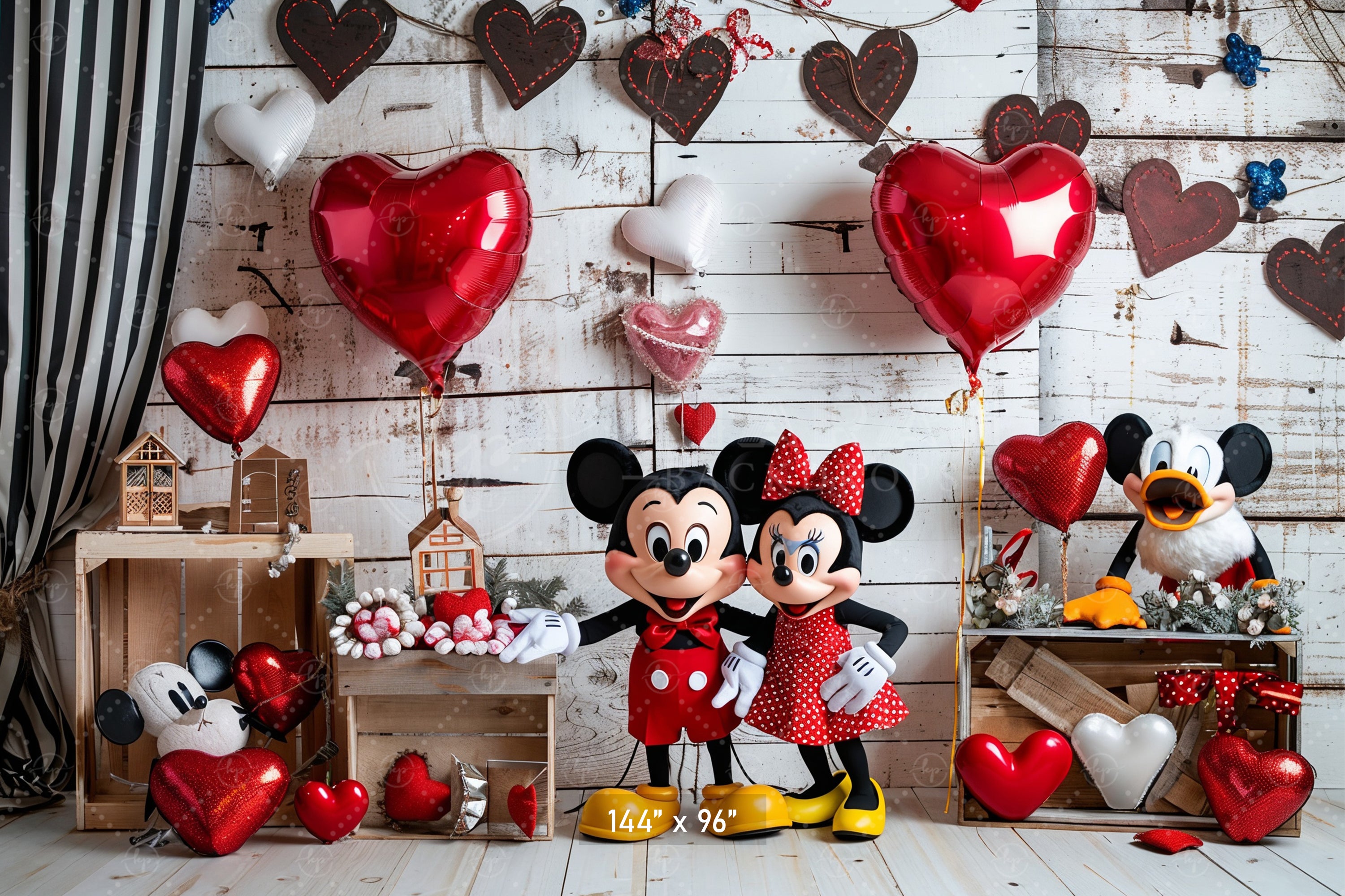 Valentine's Day Mouse Couple Backdrop
