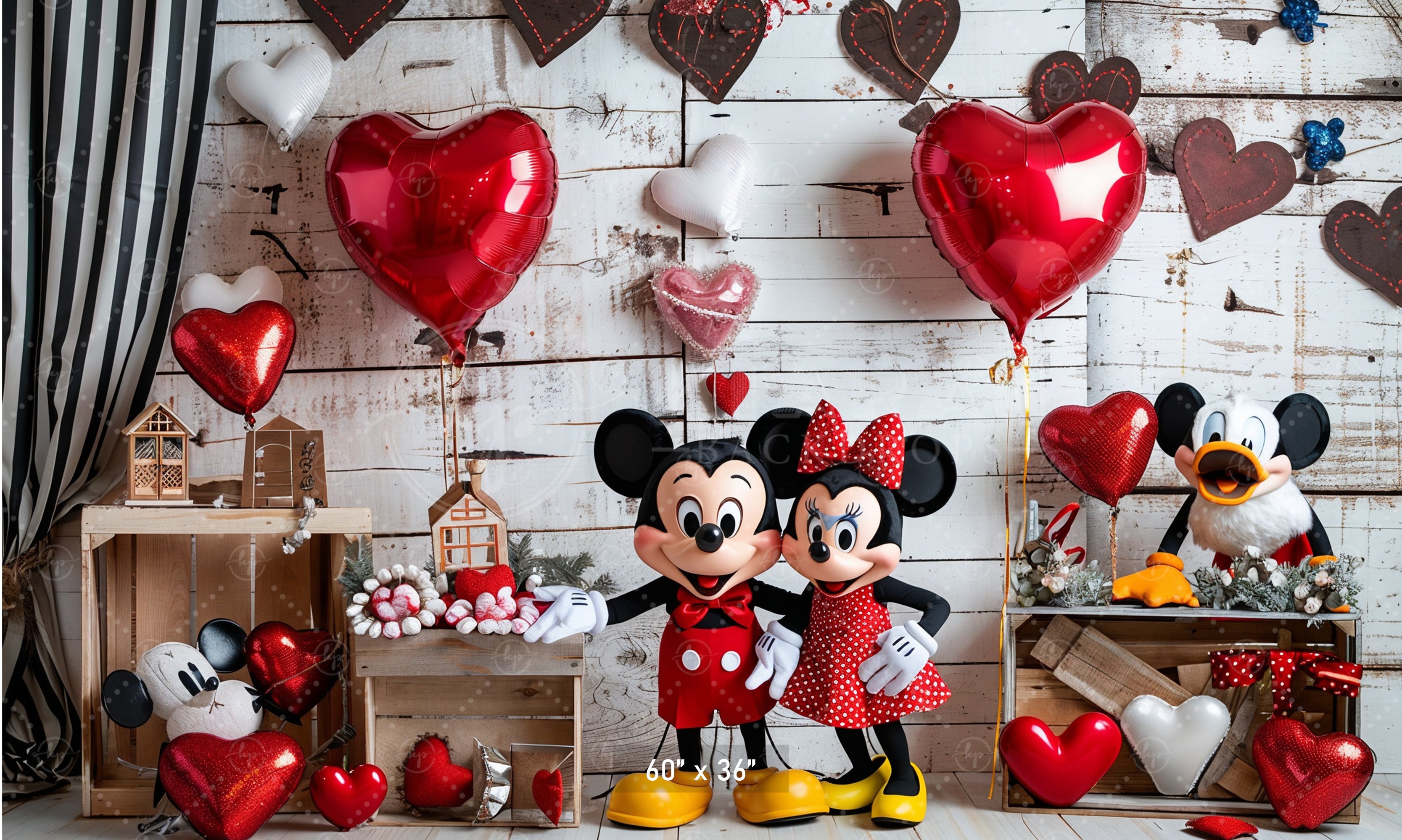 Valentine's Day Mouse Couple Backdrop