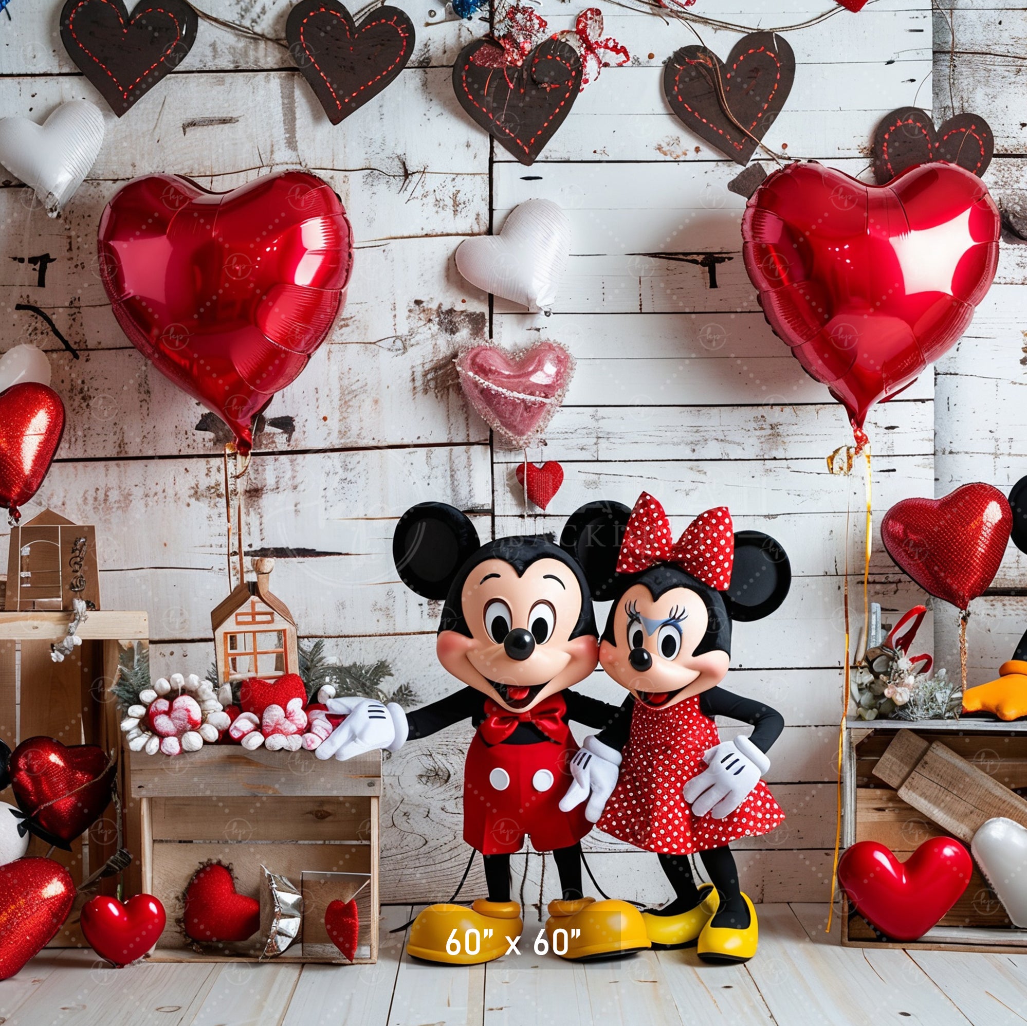 Valentine's Day Mouse Couple Backdrop
