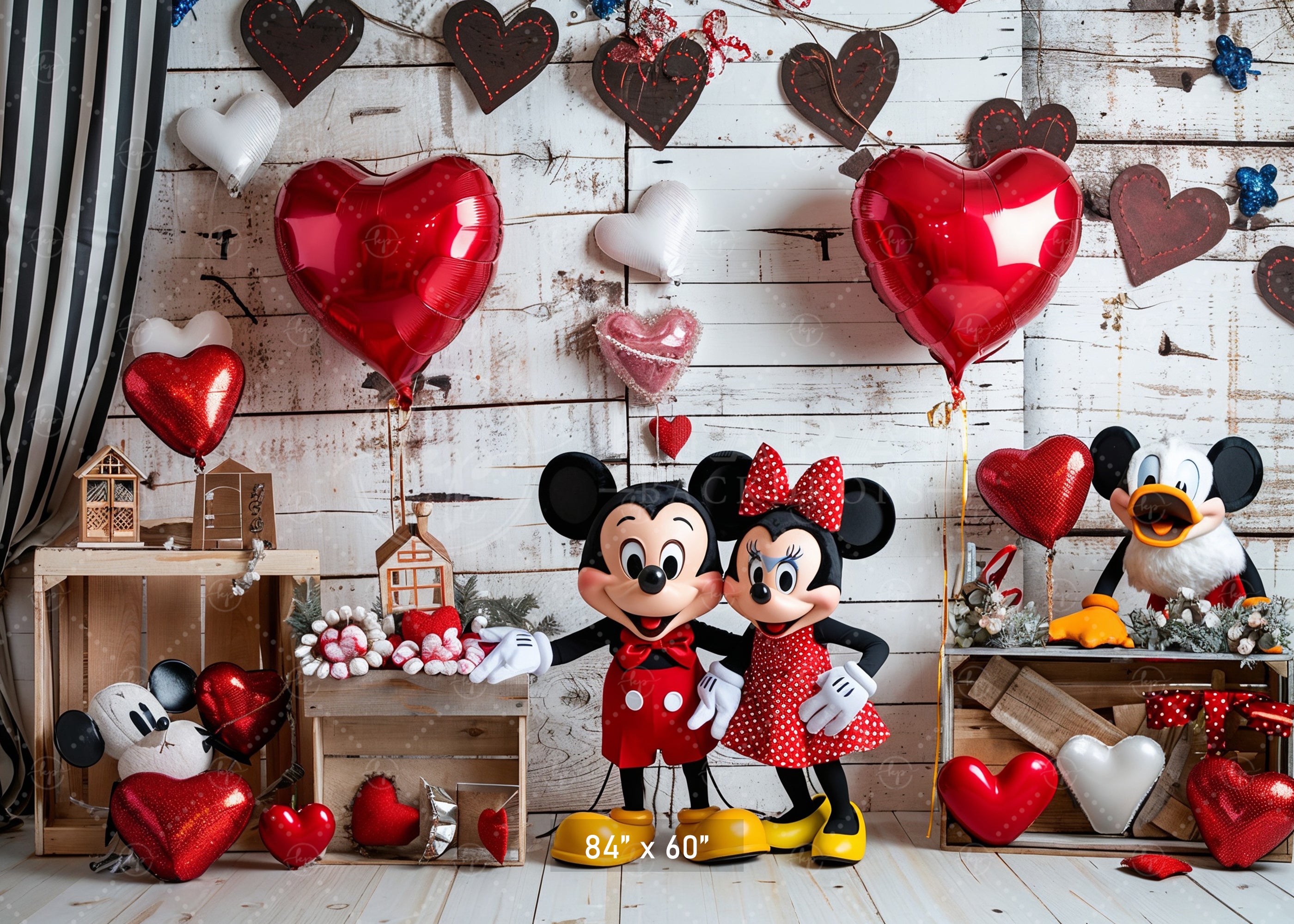Valentine's Day Mouse Couple Backdrop