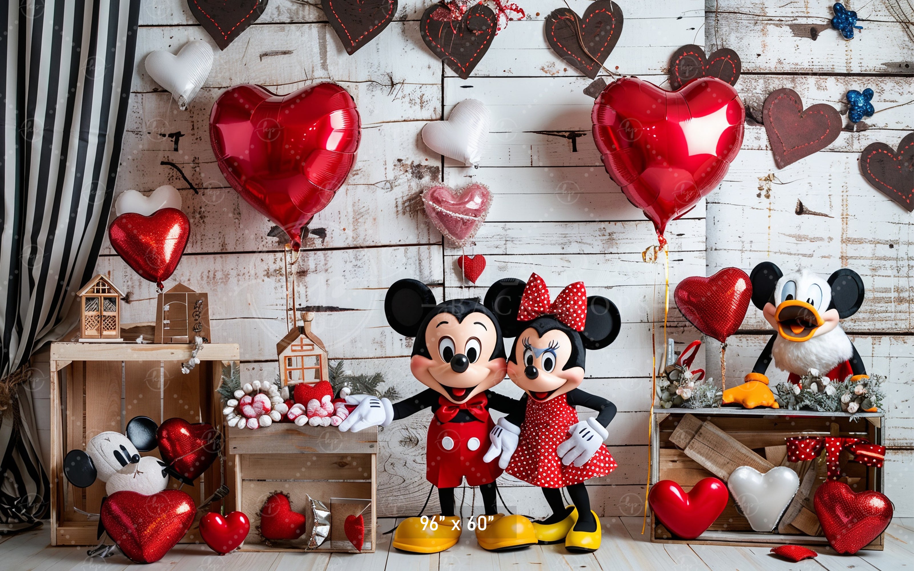 Valentine's Day Mouse Couple Backdrop