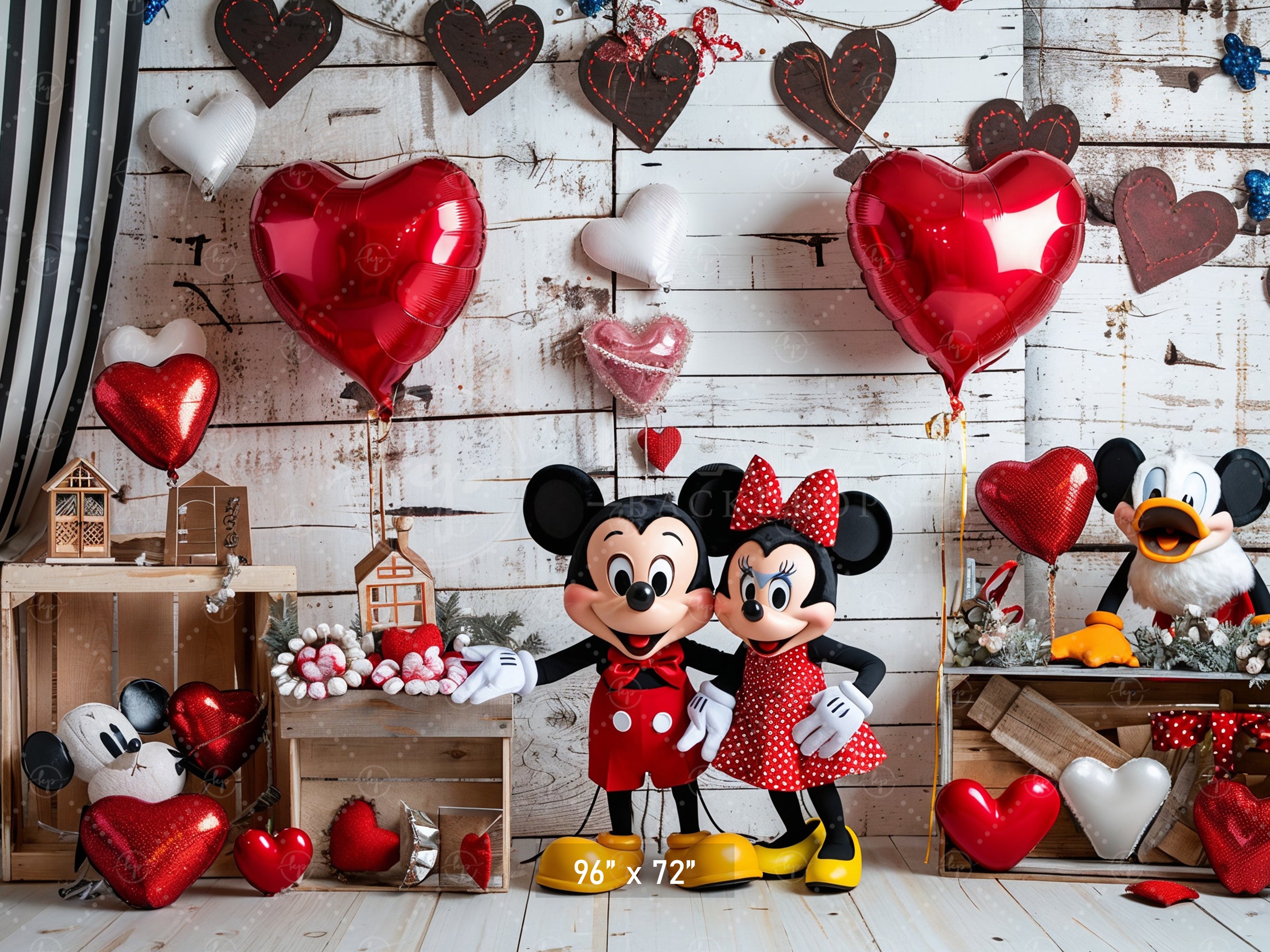 Valentine's Day Mouse Couple Backdrop