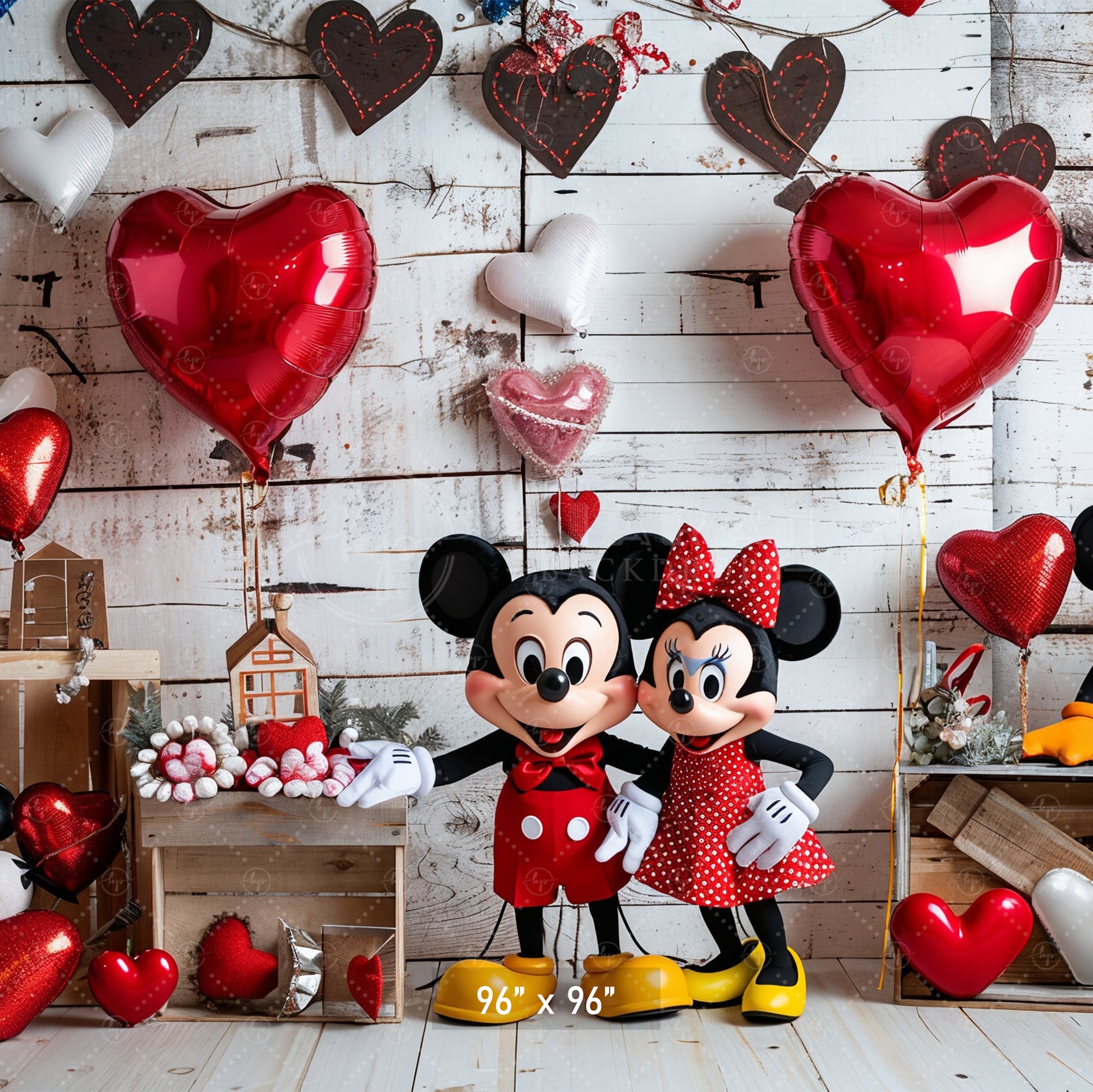 Valentine's Day Mouse Couple Backdrop
