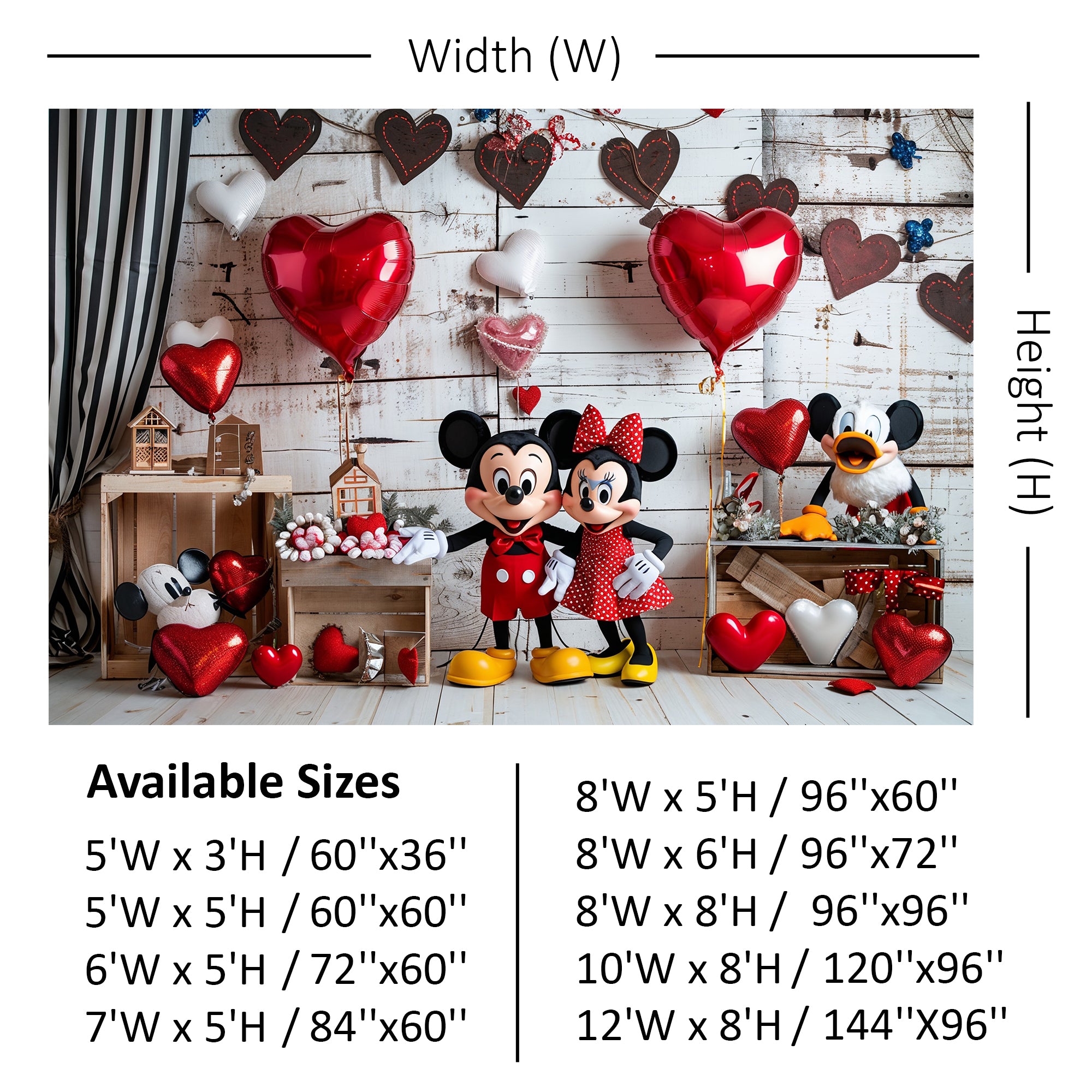 Valentine's Day Mouse Couple Backdrop
