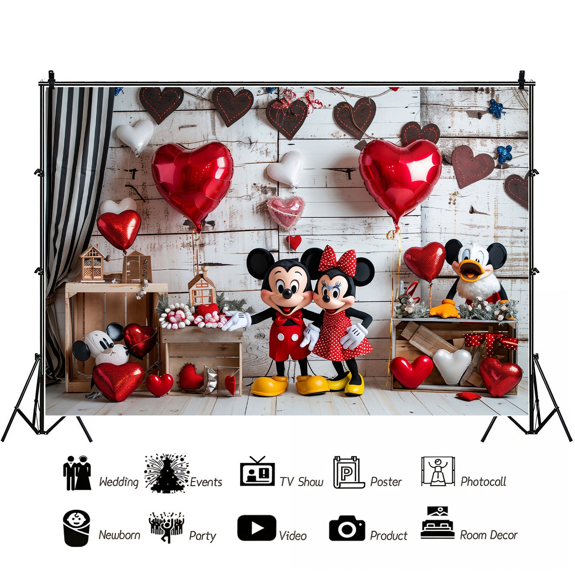 Valentine's Day Mouse Couple Backdrop