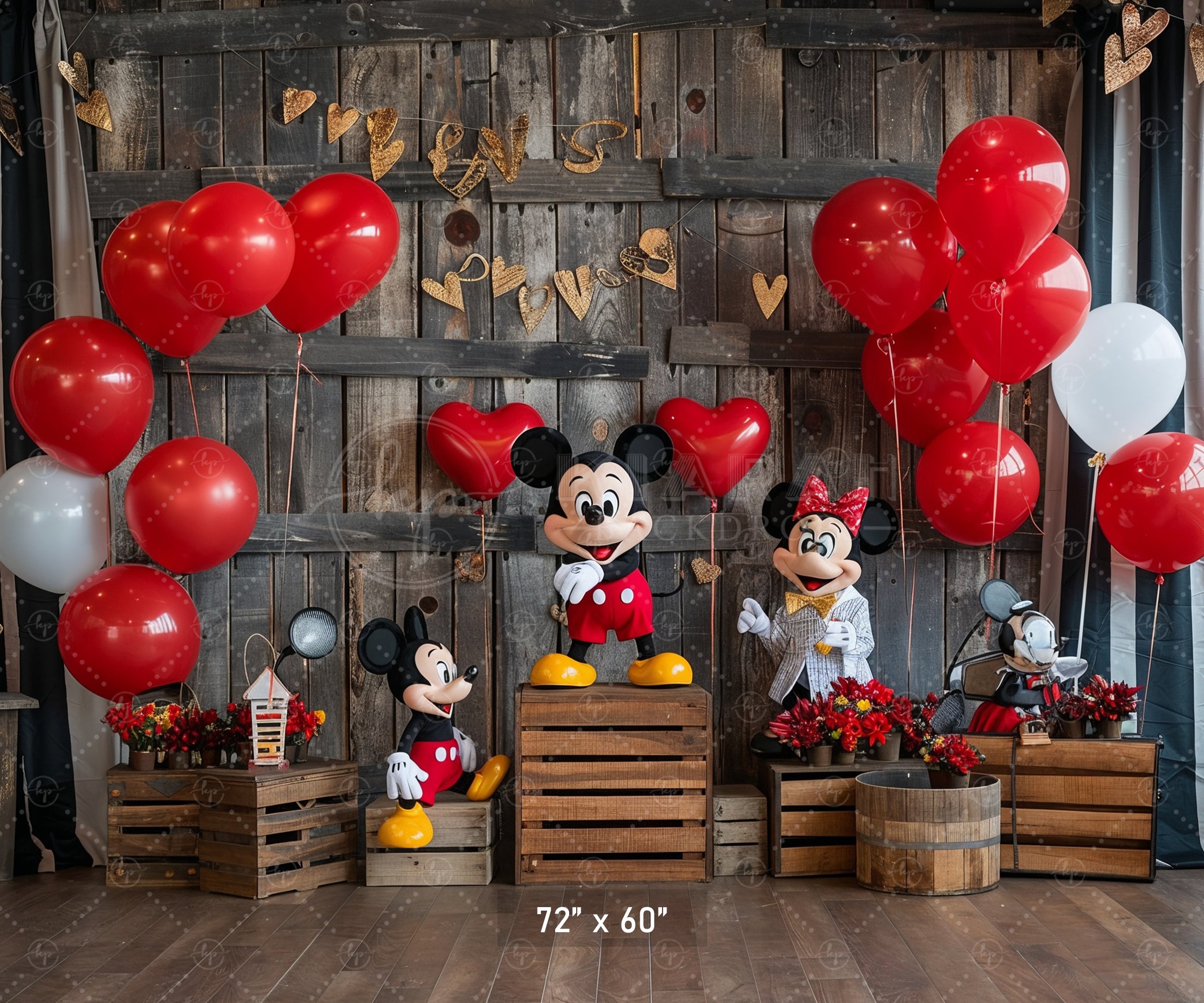 Rustic Valentine’s Day Mouse Couple Backdrop
