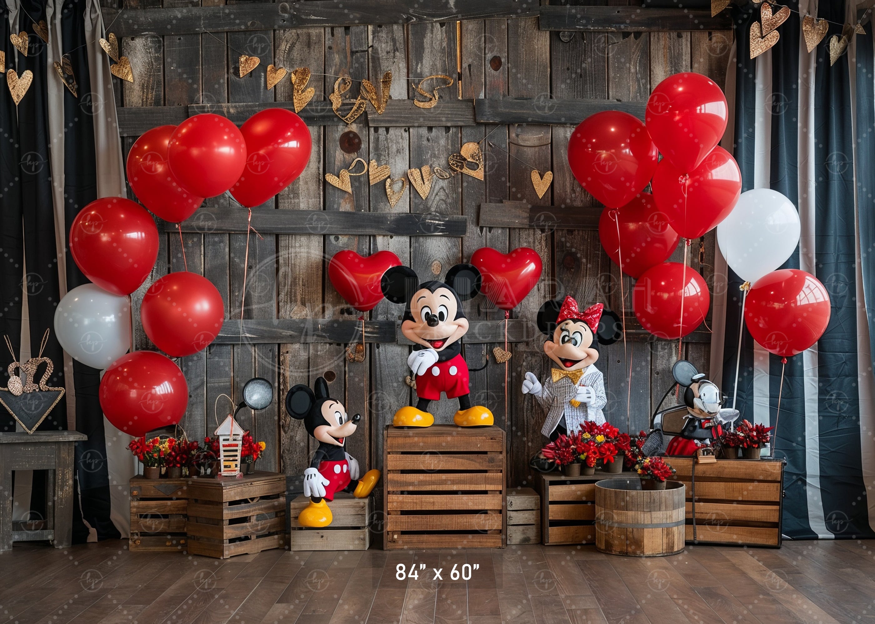 Rustic Valentine’s Day Mouse Couple Backdrop
