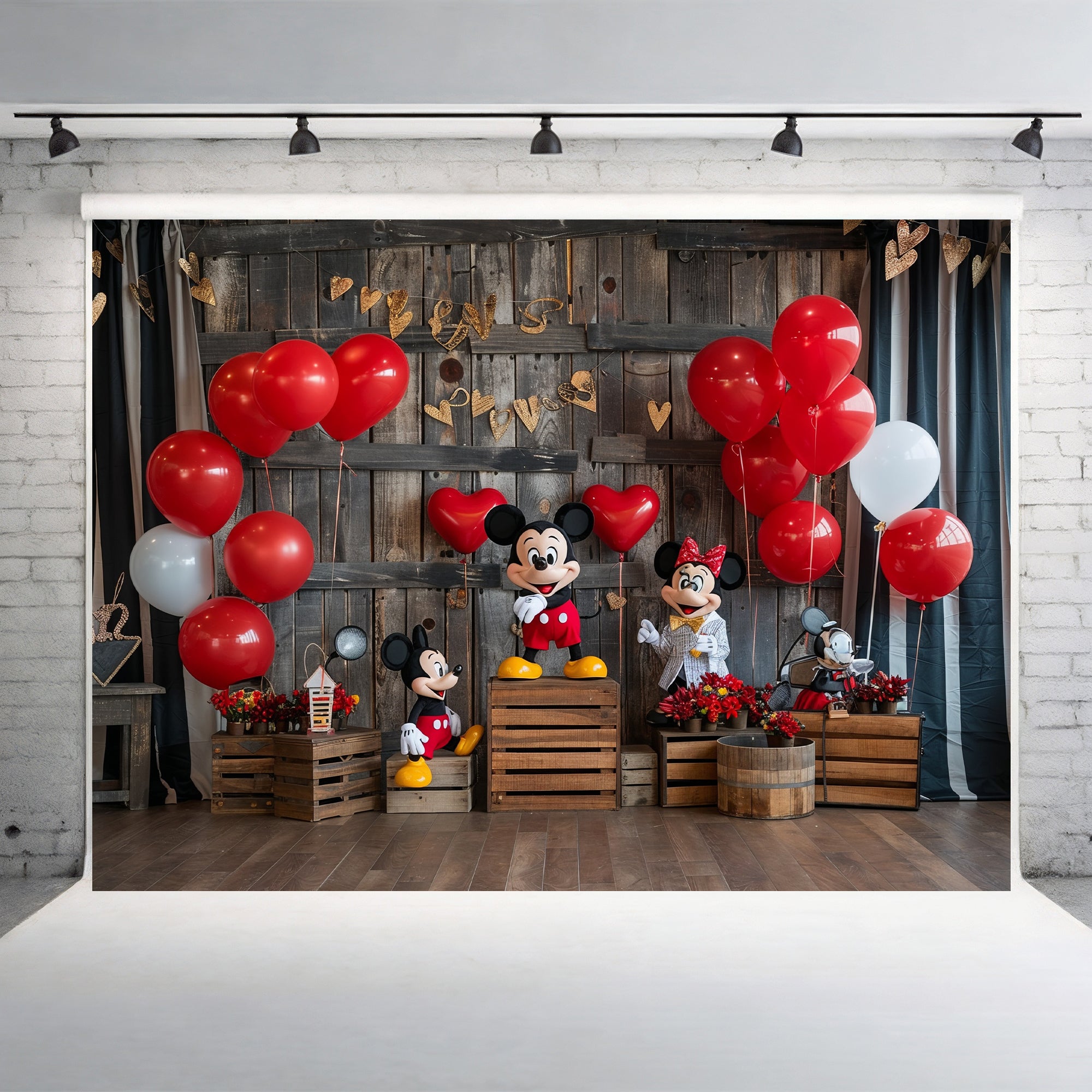 Rustic Valentine’s Day Mouse Couple Backdrop