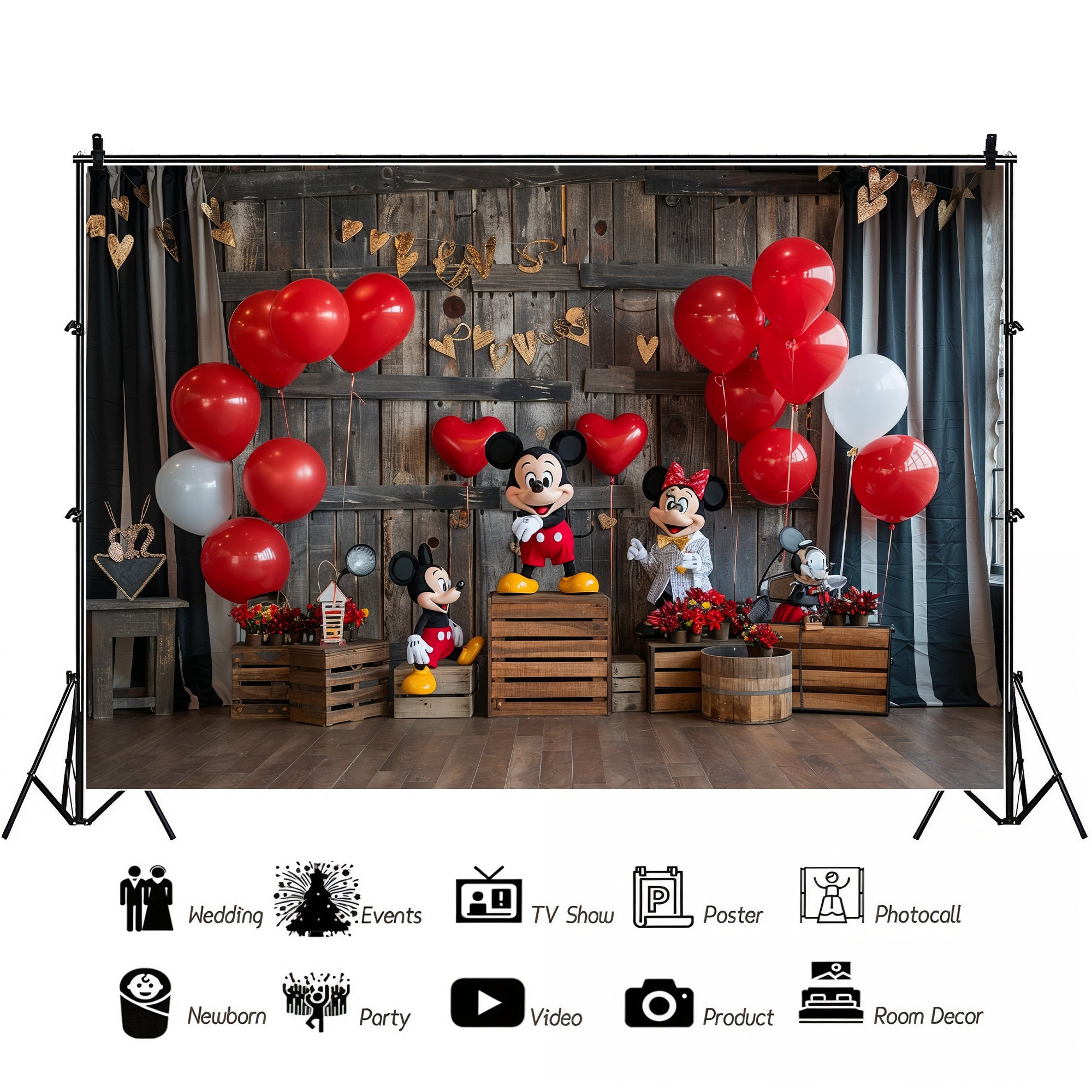 Rustic Valentine’s Day Mouse Couple Backdrop