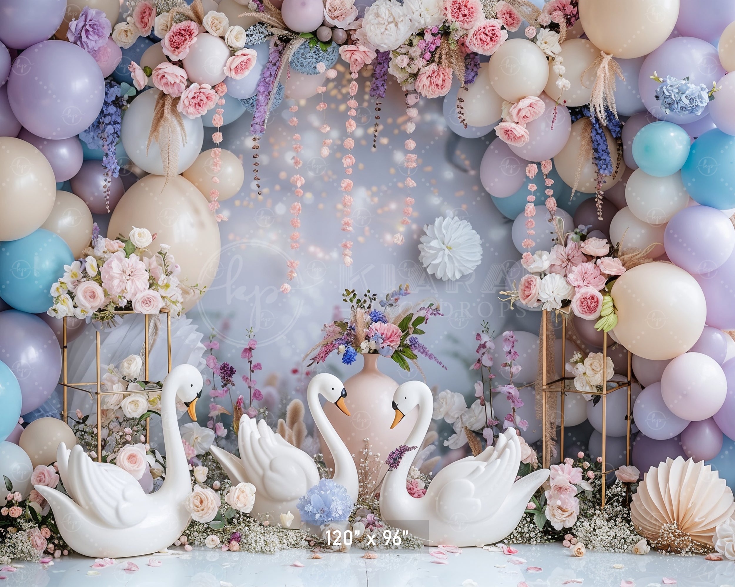 Elegant Swan Garden Backdrop