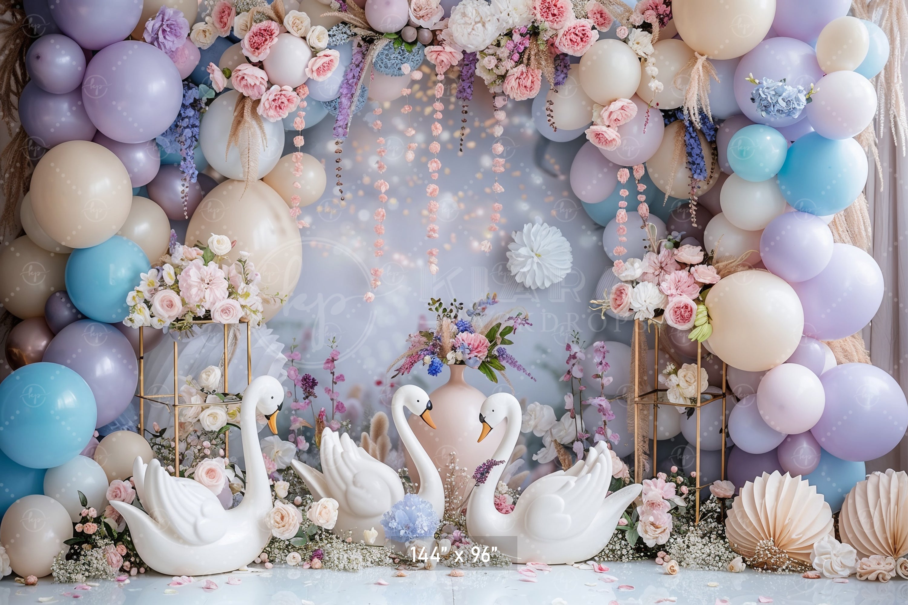 Elegant Swan Garden Backdrop